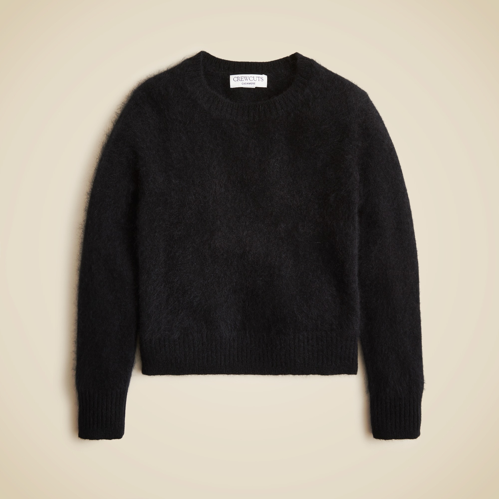  Girls' brushed cashmere crewneck sweater