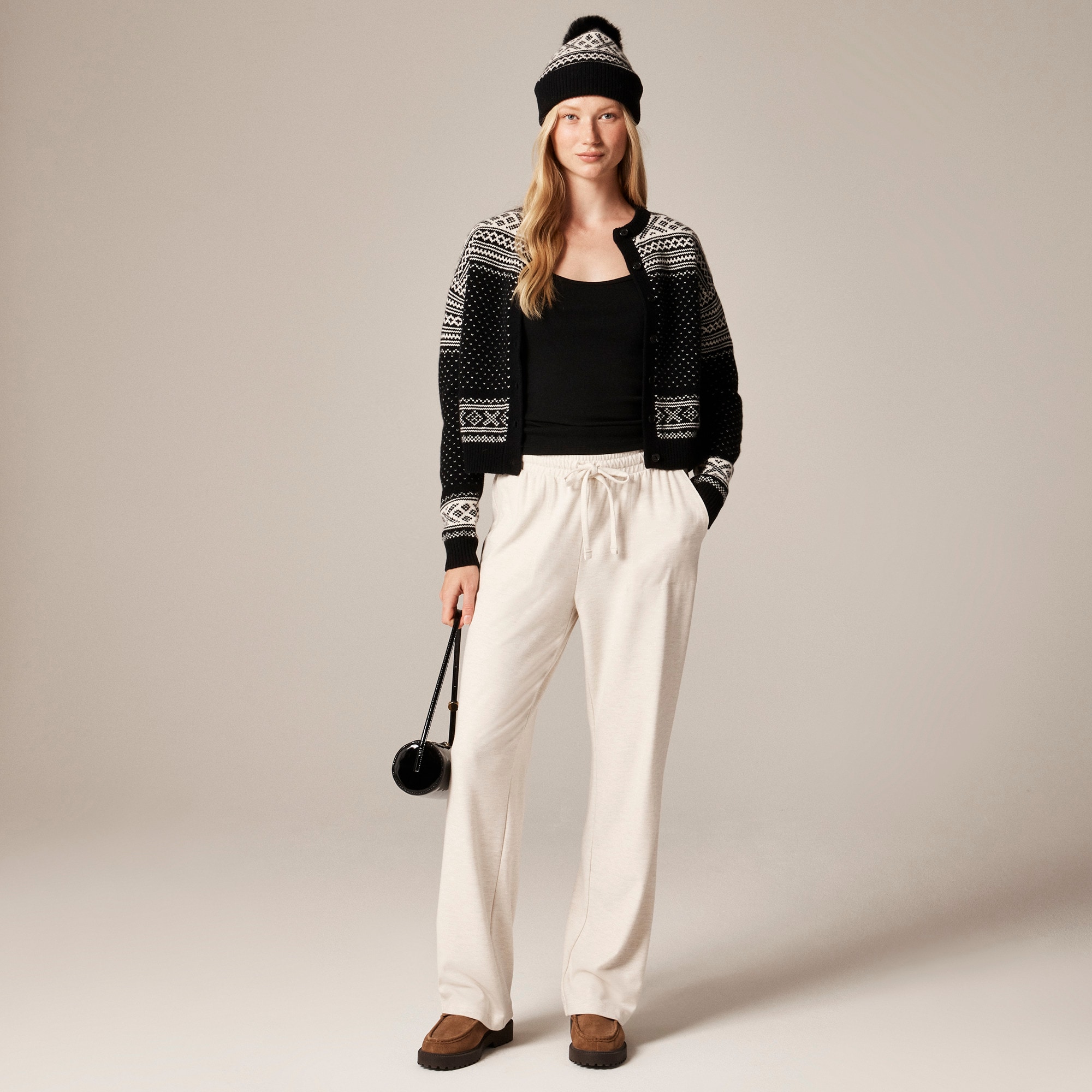 womens Soft rib wide-leg pant