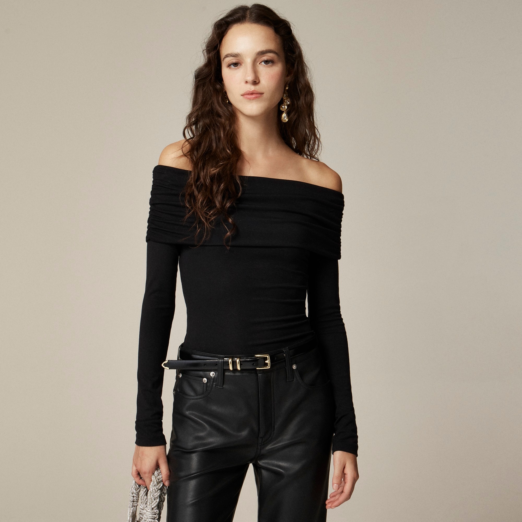 j.crew: refined rib off-the-shoulder top for women