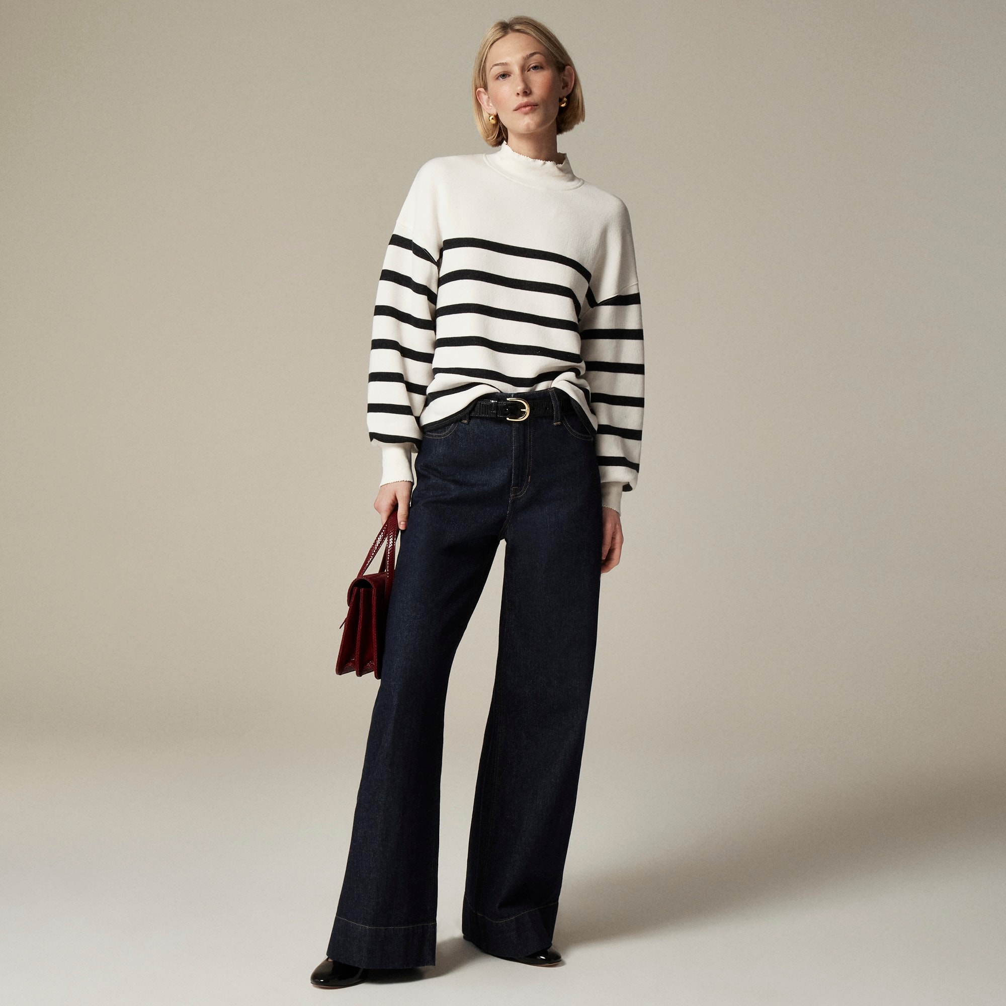 Heritage Terry Mockneck Sweatshirt In Stripe For Women | J.Crew