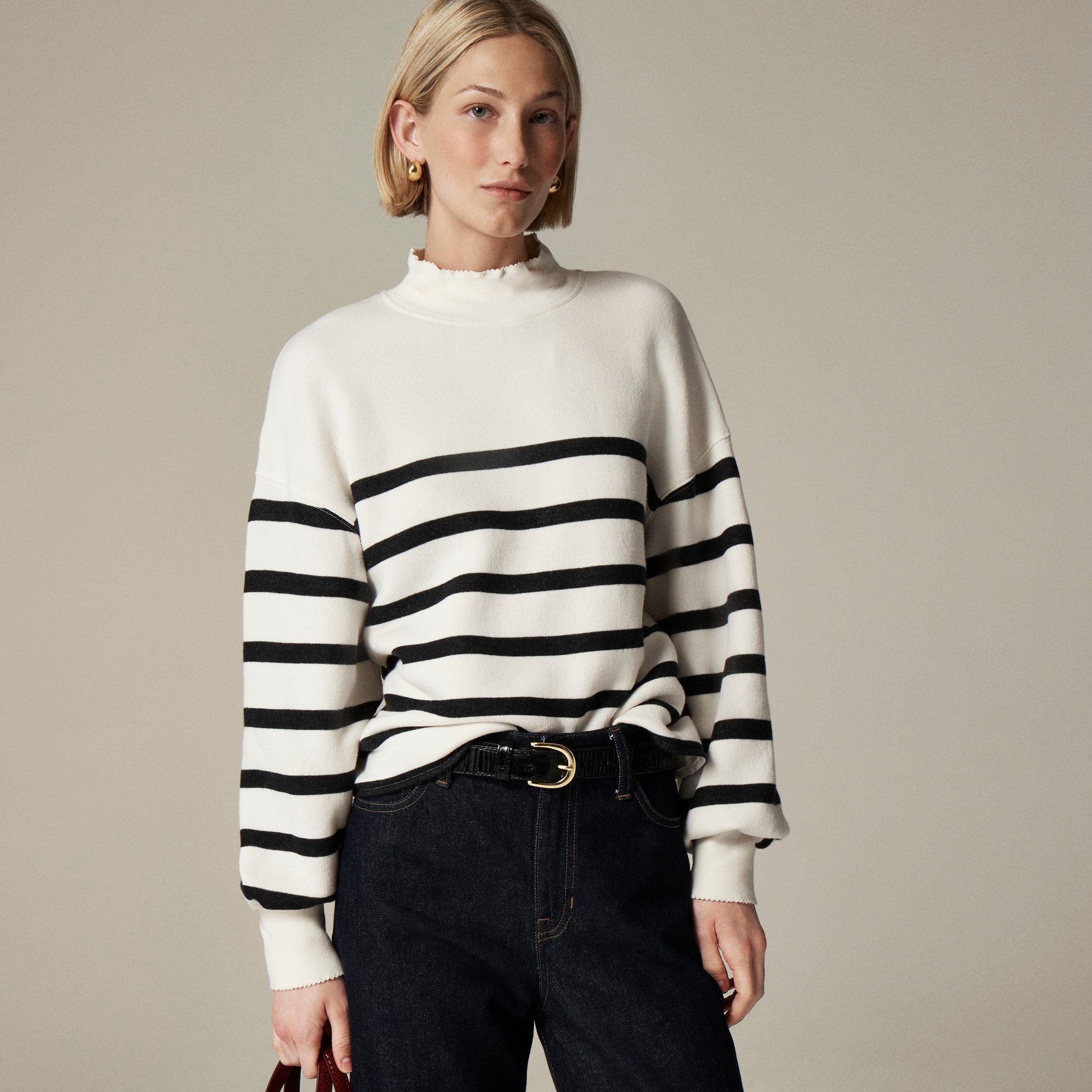 Heritage terry mockneck sweatshirt in stripe