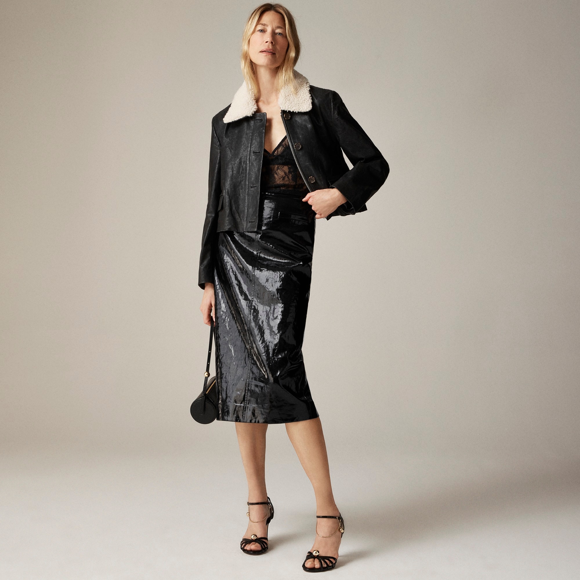 Collection laminated linen skirt