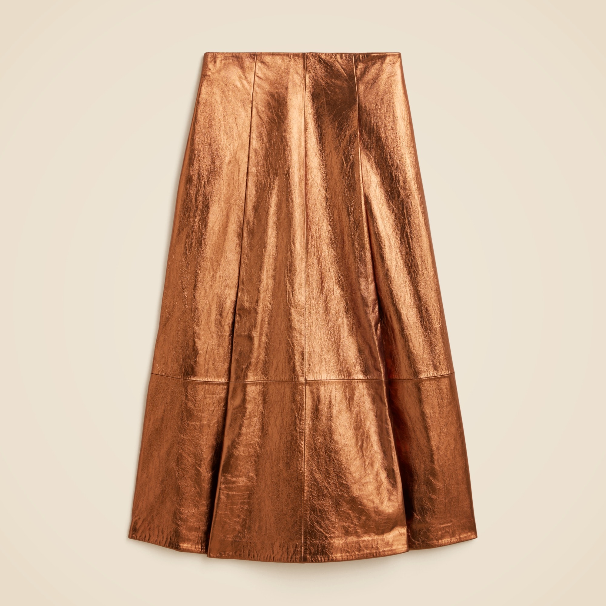 J.Crew: Collection Seamed Skirt In Metallic Leather For Women