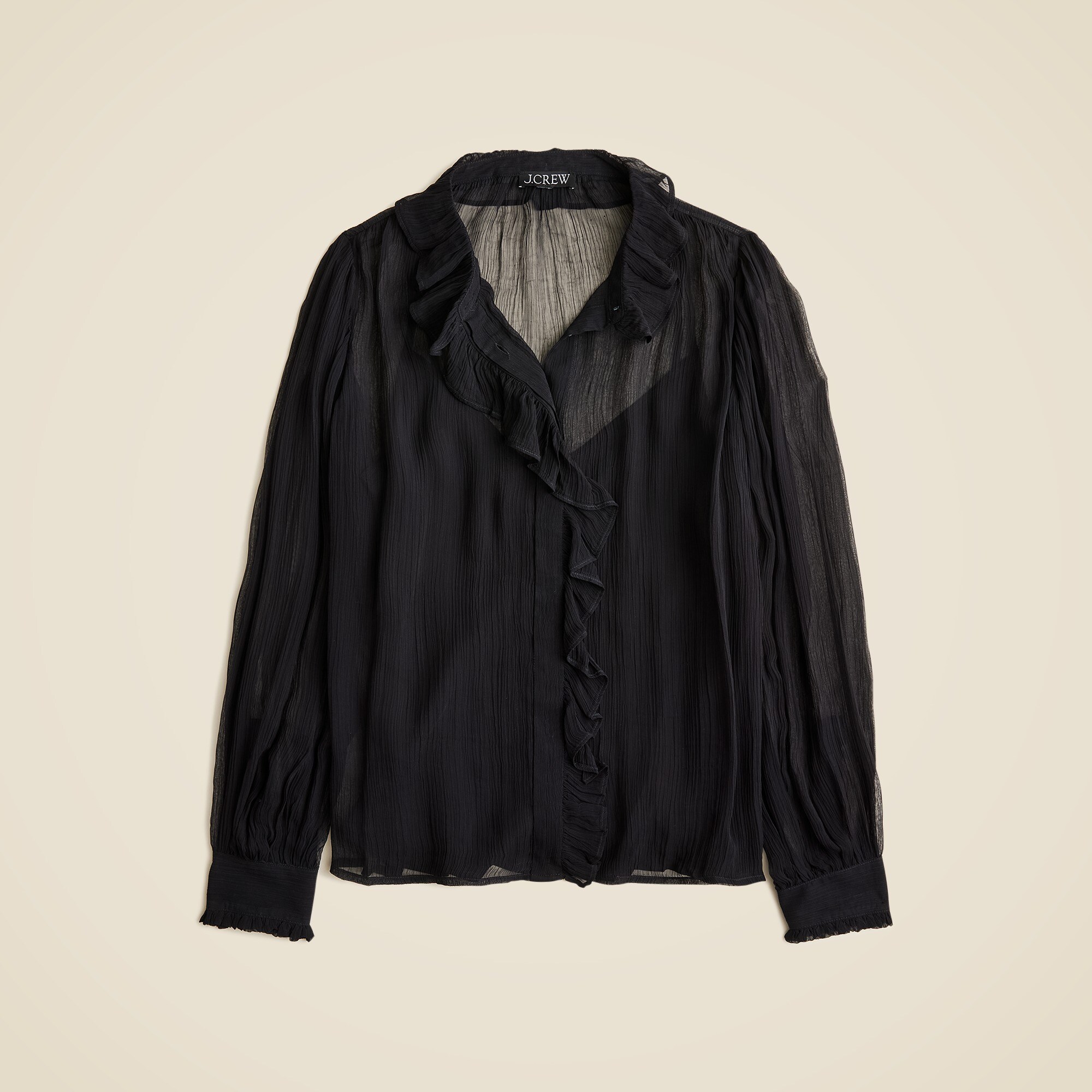 Ruffle Button-up Shirt In Crinkle Chiffon For Women | J.Crew