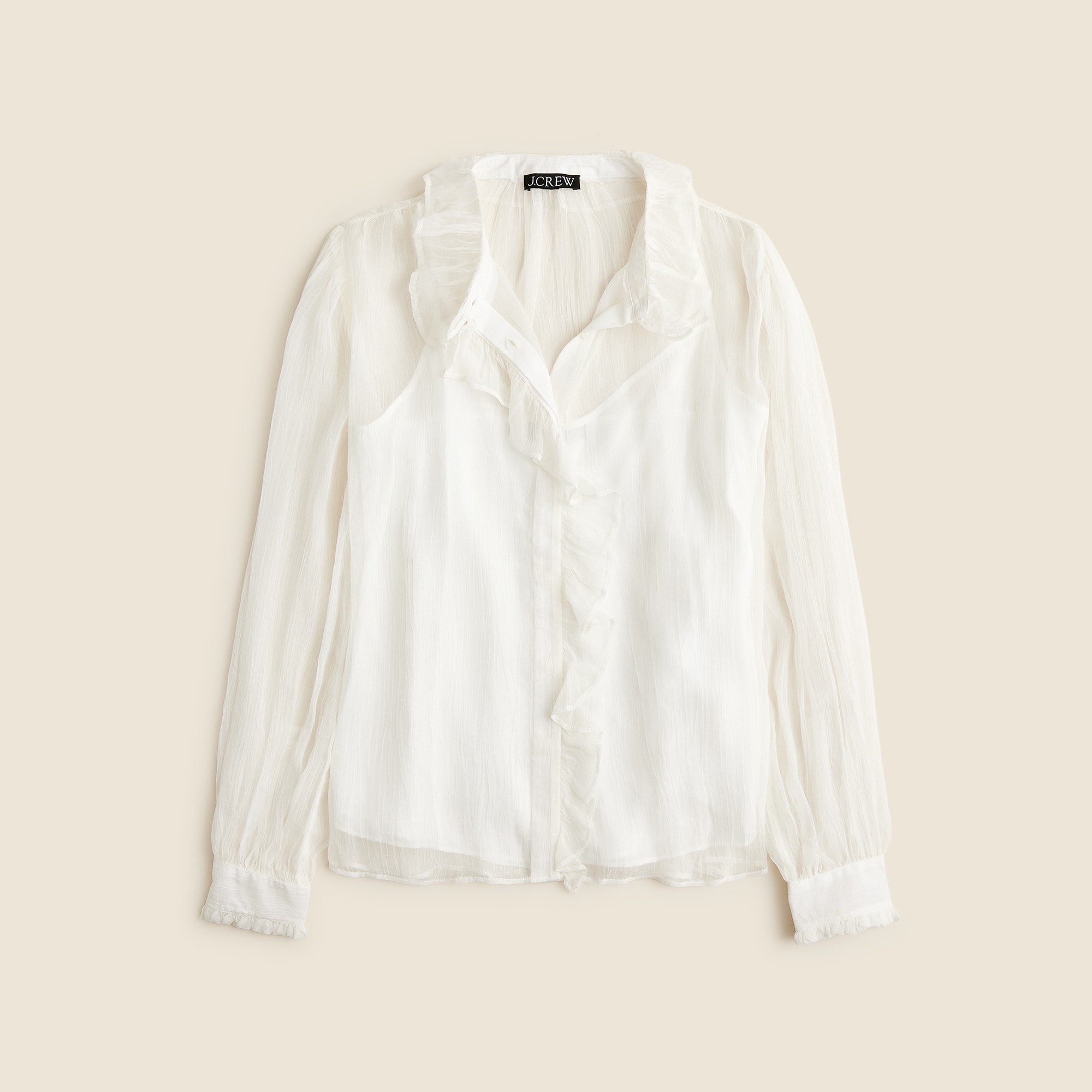 J.Crew: Pleated Ruffle Top In Crinkle Chiffon For Women