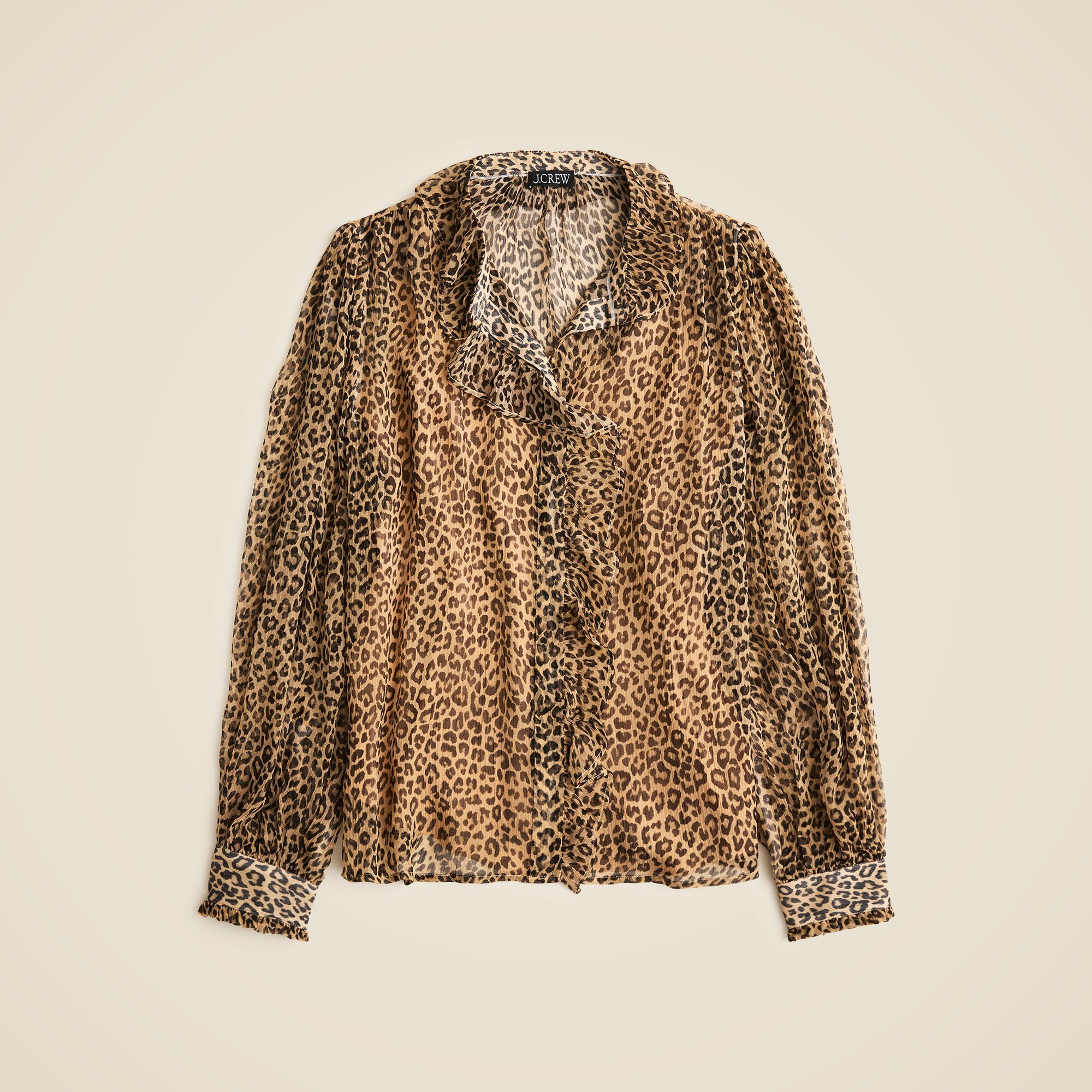 トップス baserange leopard shirt Ruffle Button-up Shirt In Leopard-print Crinkle Chiffon For Women