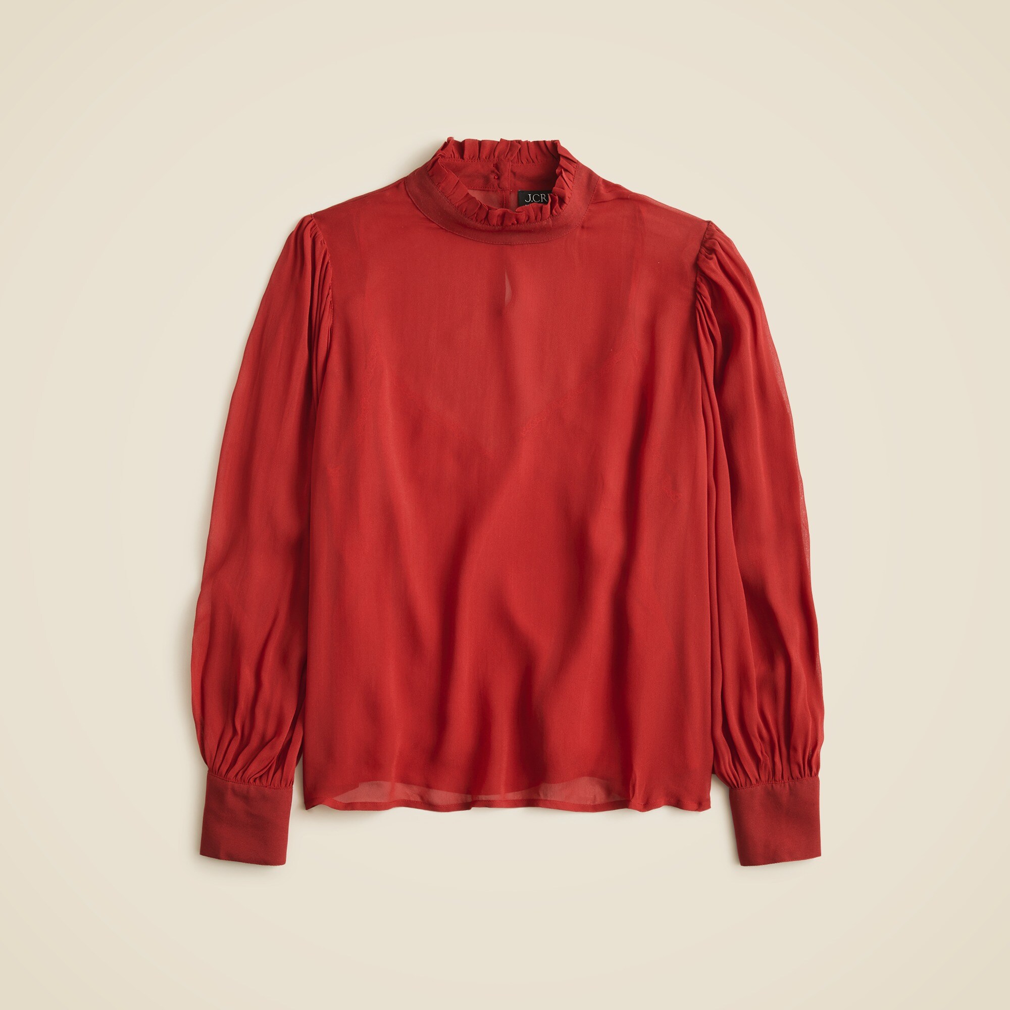 Ruffleneck top in chiffon