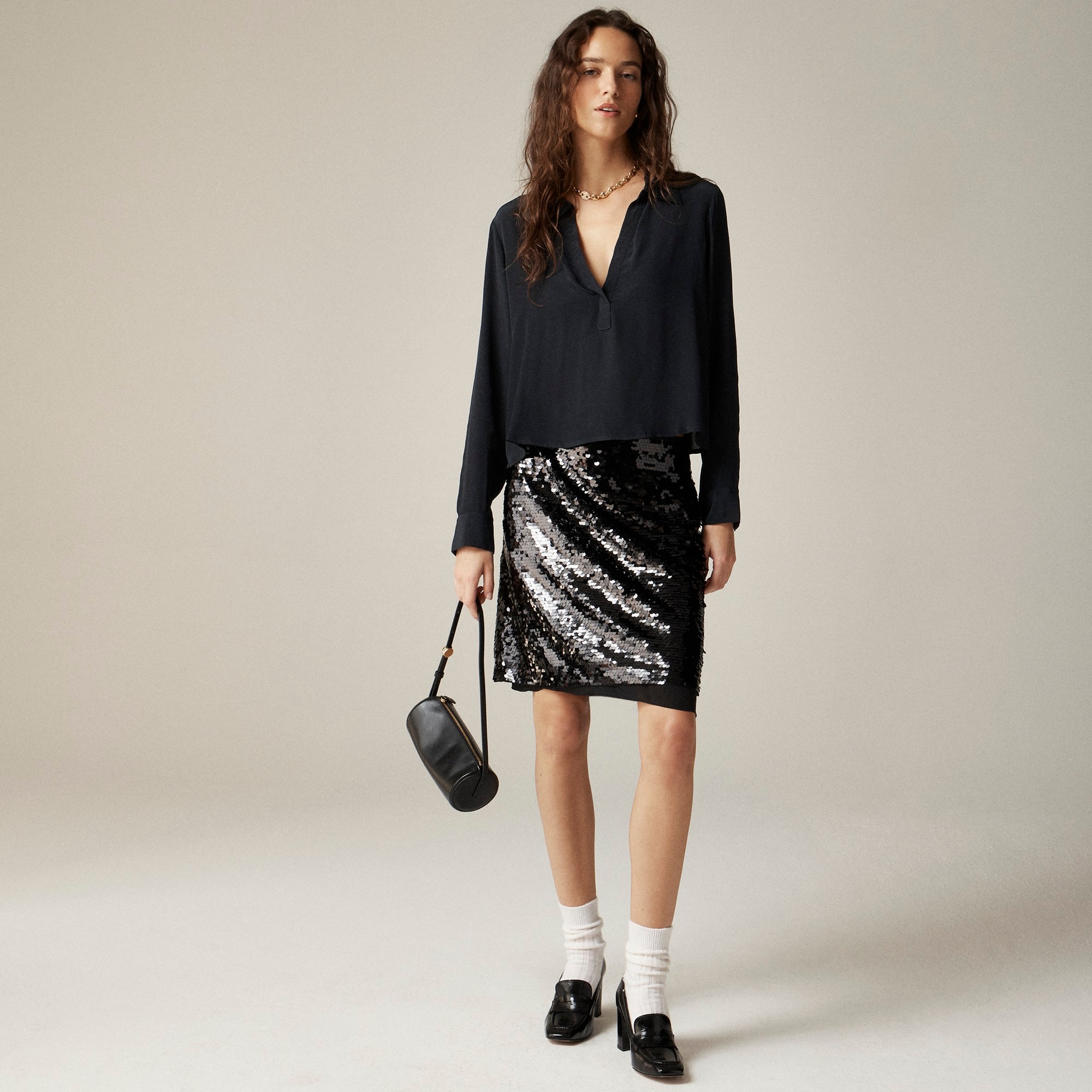 Bungalow popover shirt in crepe de chine