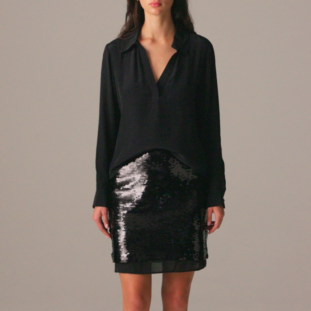 Bungalow popover shirt in crepe de chine