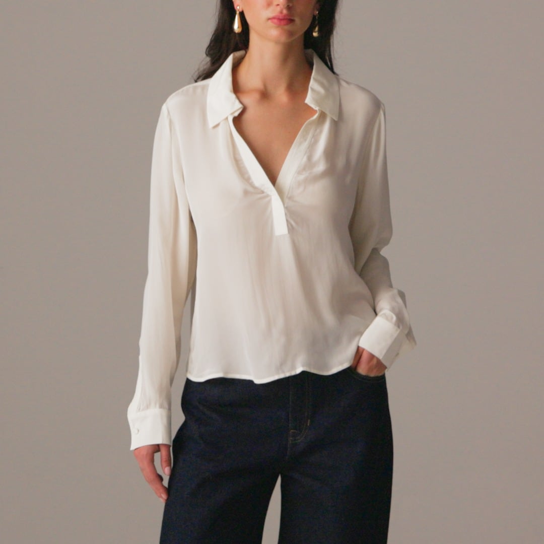 Bungalow popover shirt in crepe de chine