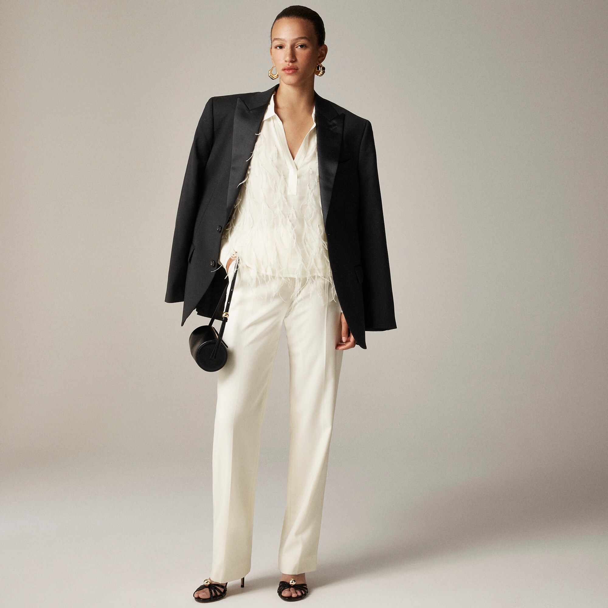 j.crew: bungalow feather-embellished top in chiffon for women
