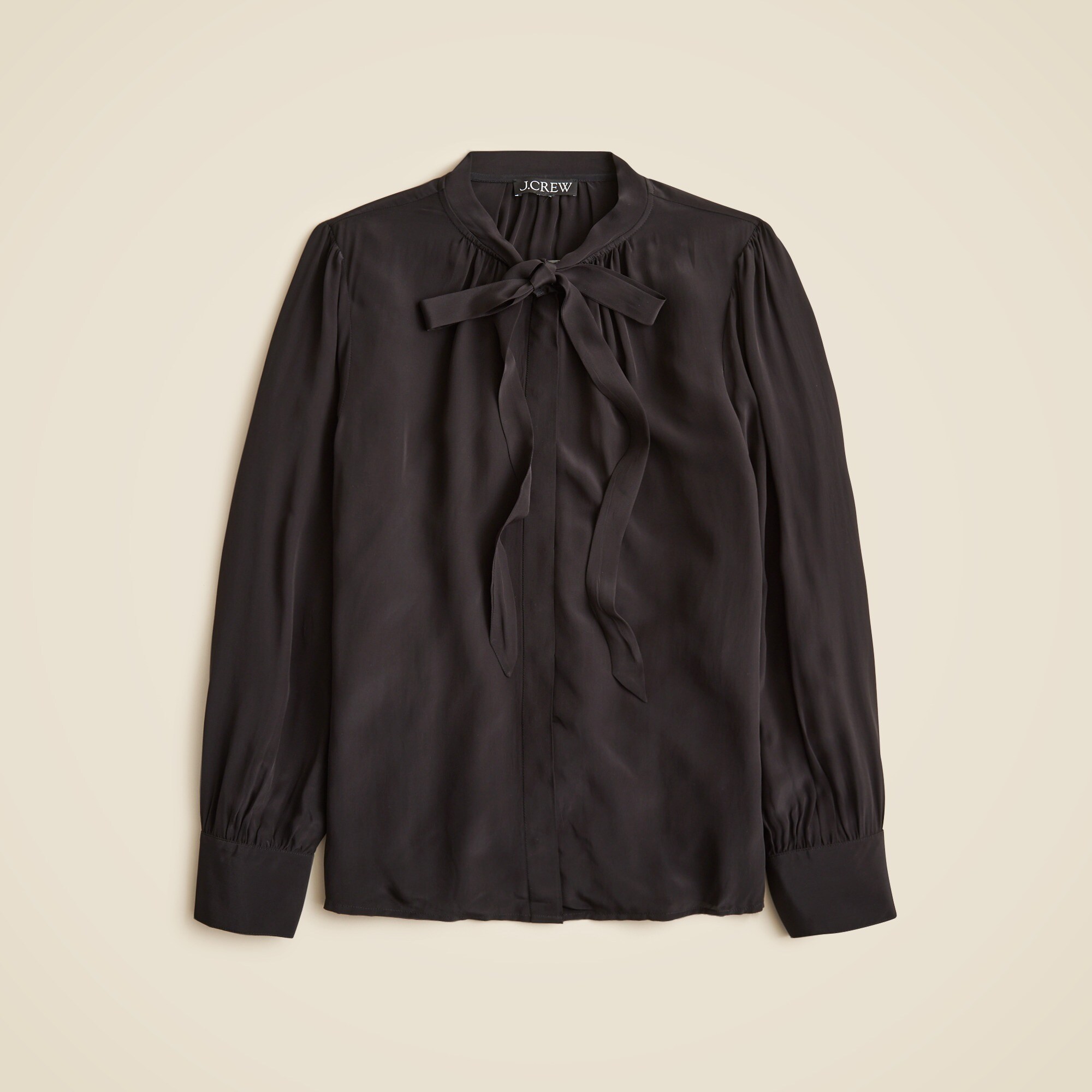 Tie-neck top in crepe de chine
