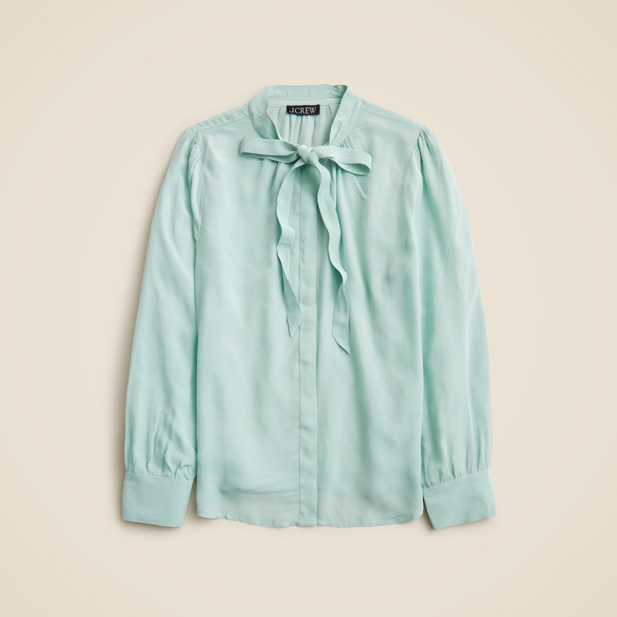 Tie-neck top in crepe de chine