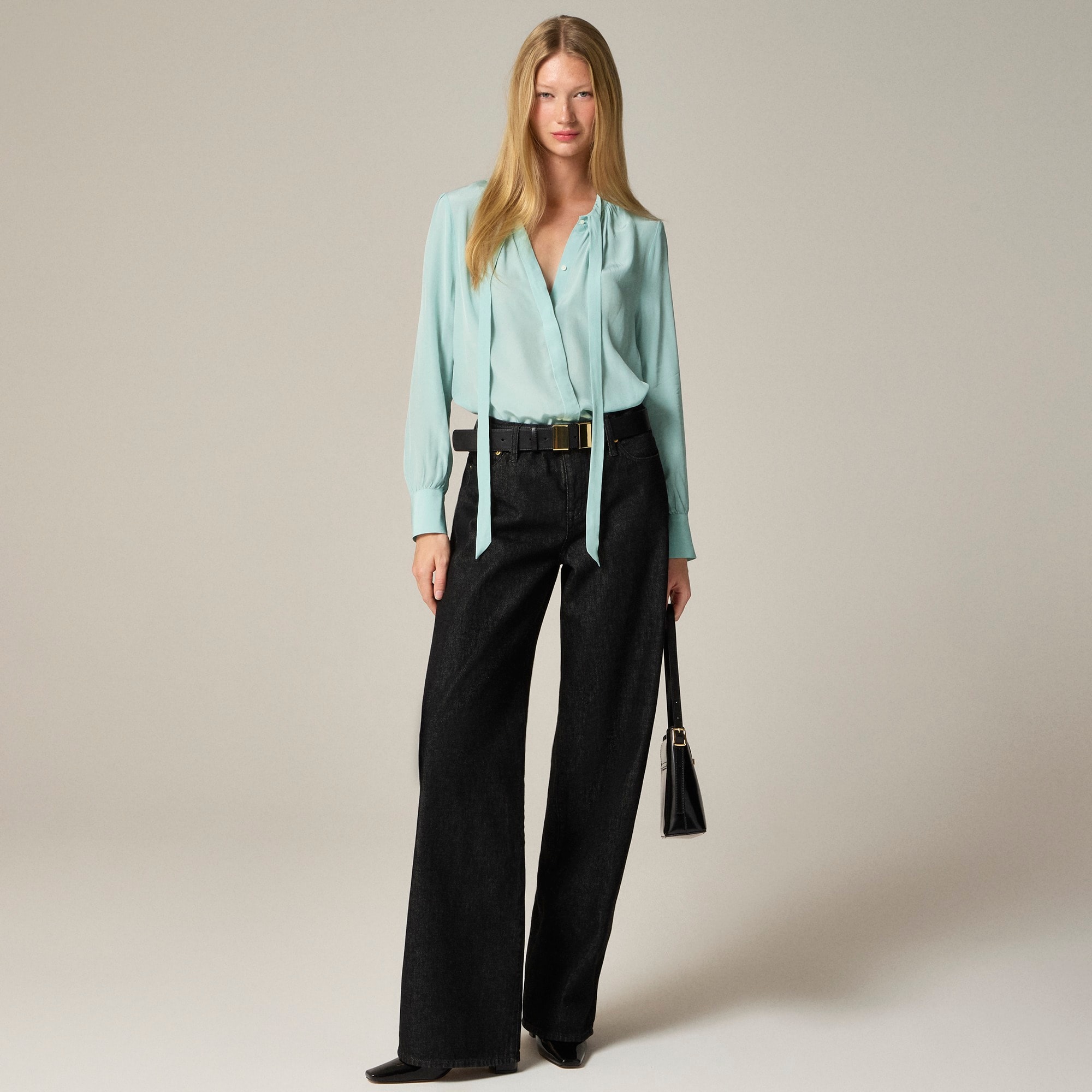 J.Crew: Tie-neck Top In Crepe De Chine For Women