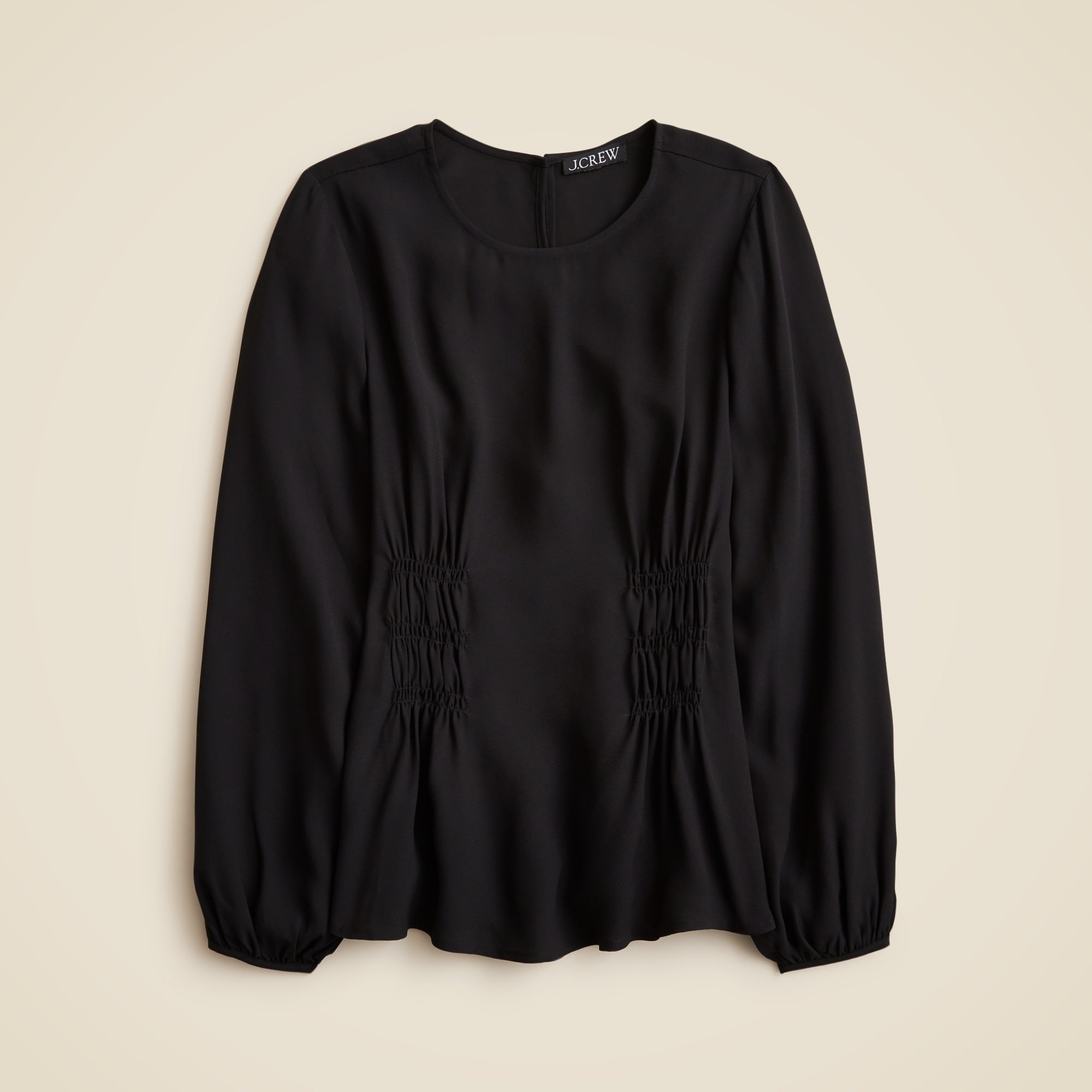 Shirred-waist top in viscose crepe