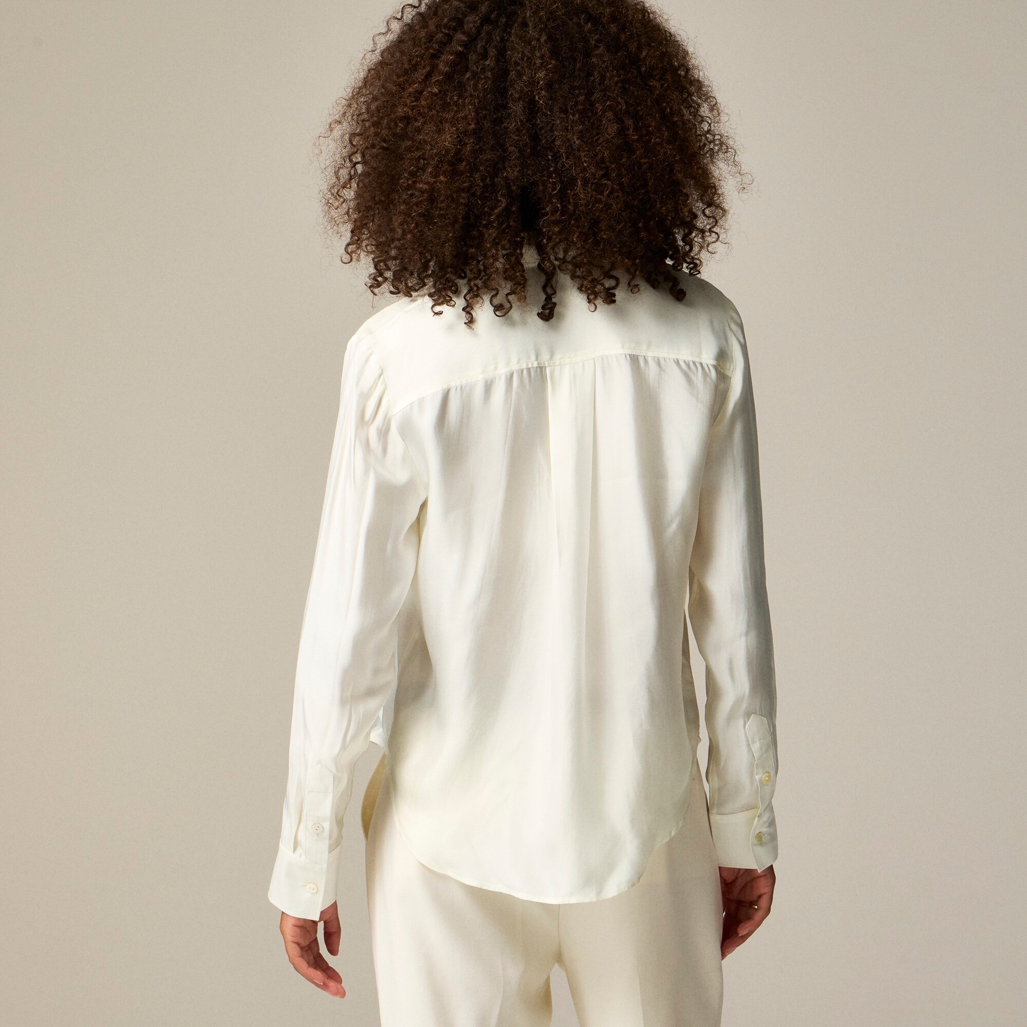 Drapey pleated button-up shirt