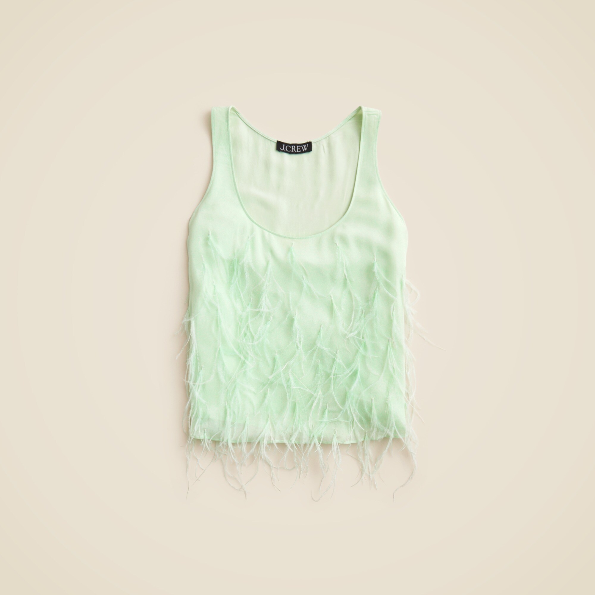 Feather-embellished Tank Top In Chiffon For Women | J.Crew