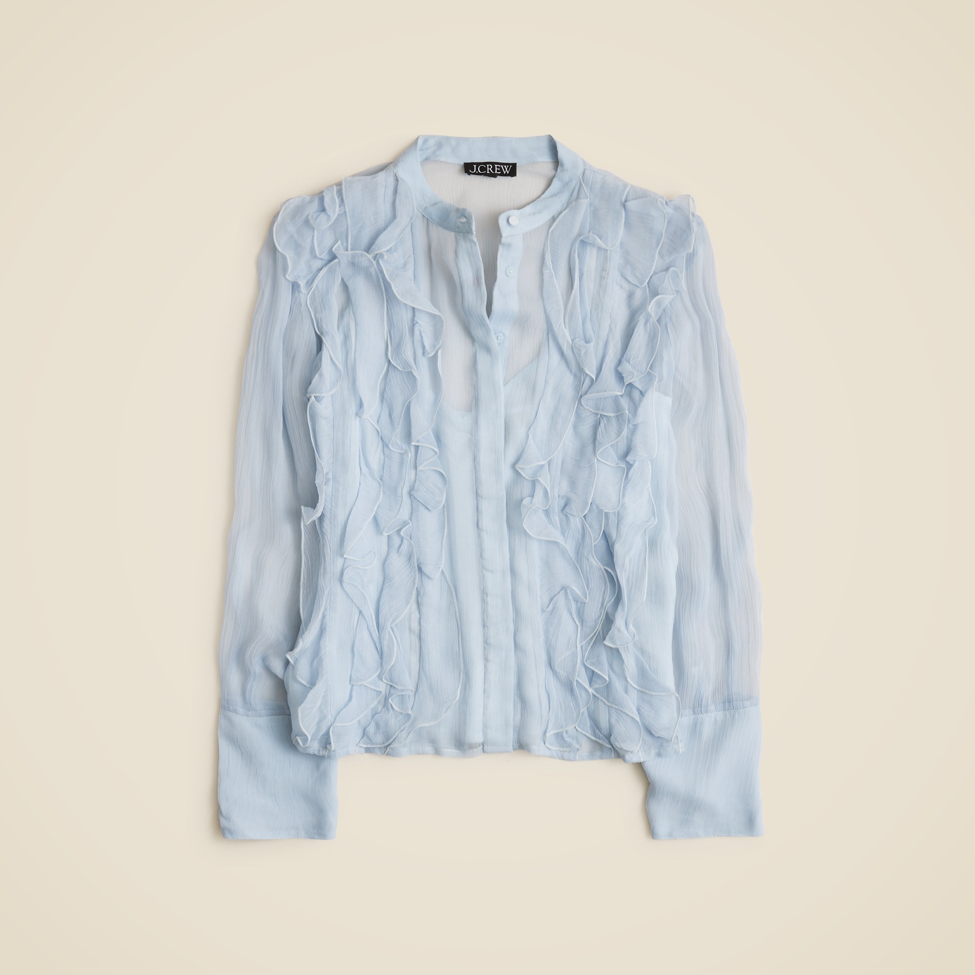 J.Crew: Pleated Ruffle Top In Crinkle Chiffon For Women