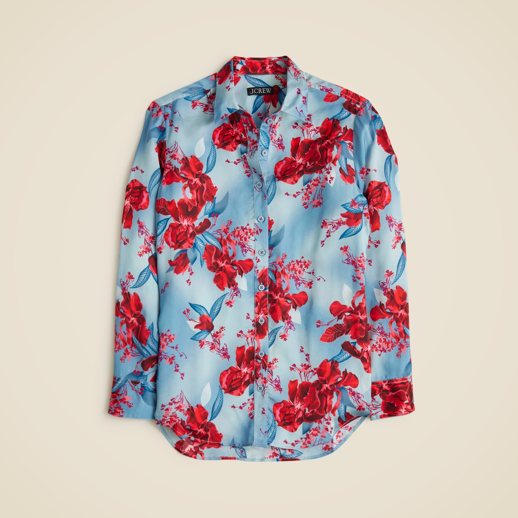 Drapey button-up shirt in floral viscose twill