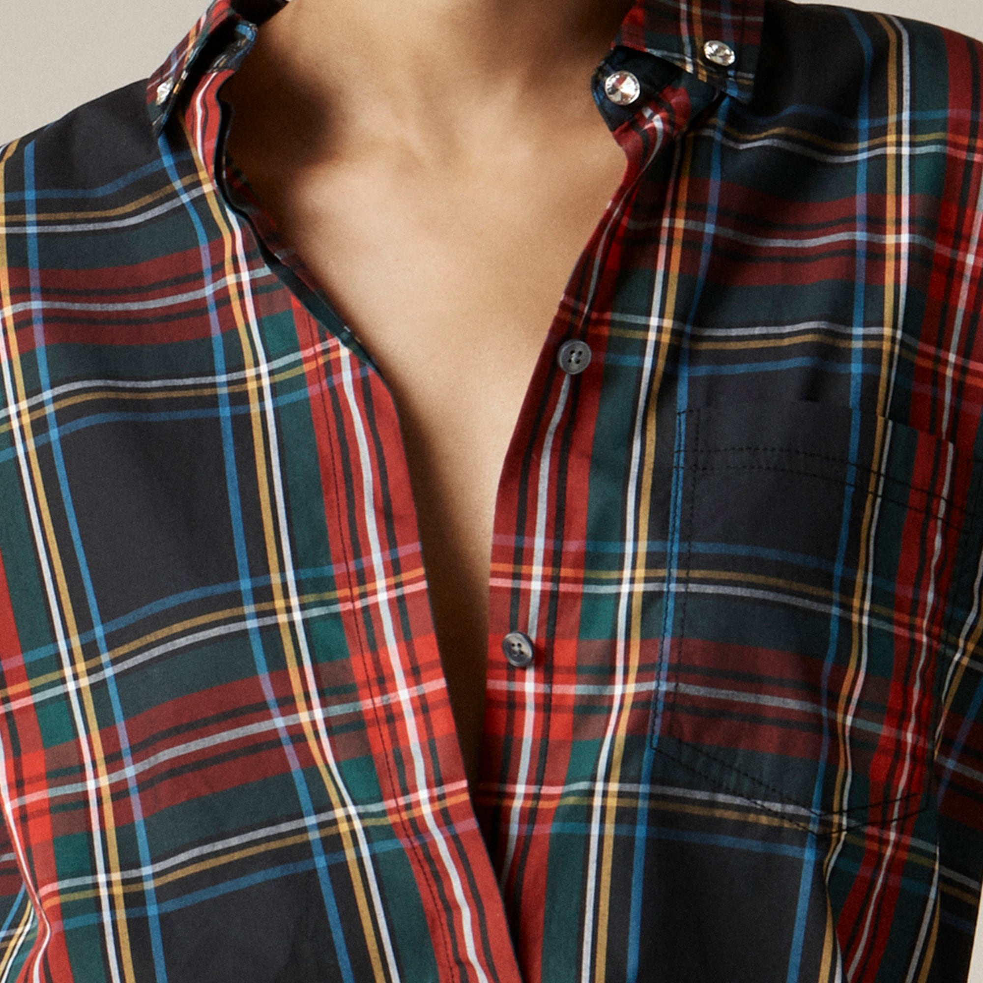Embellished Garçon shirt in Stewart tartan cotton poplin