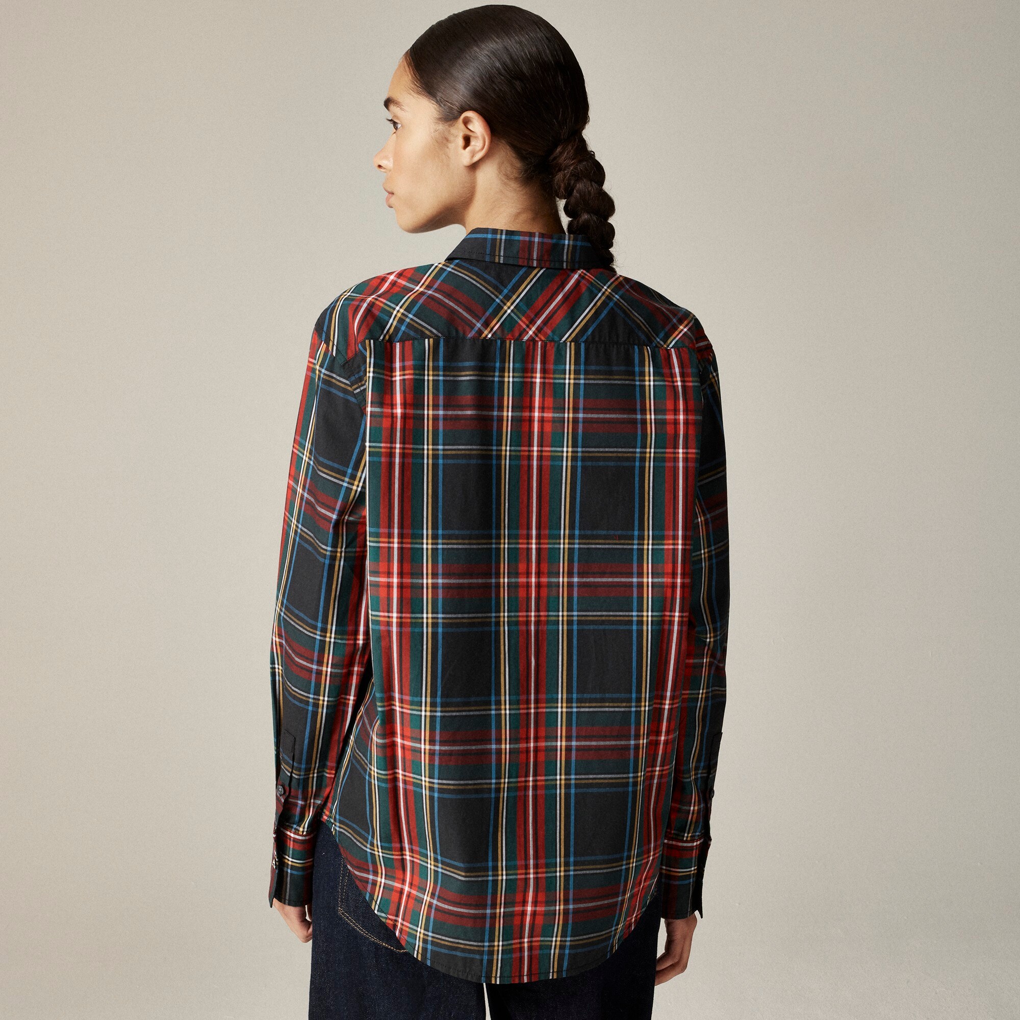 Embellished Garçon shirt in Stewart tartan cotton poplin