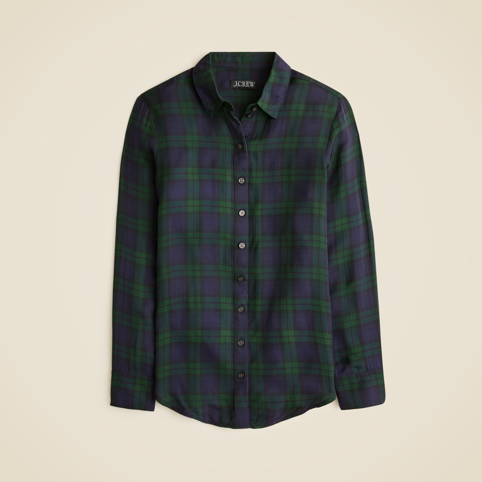 Drapey button-up shirt in Black Watch tartan
