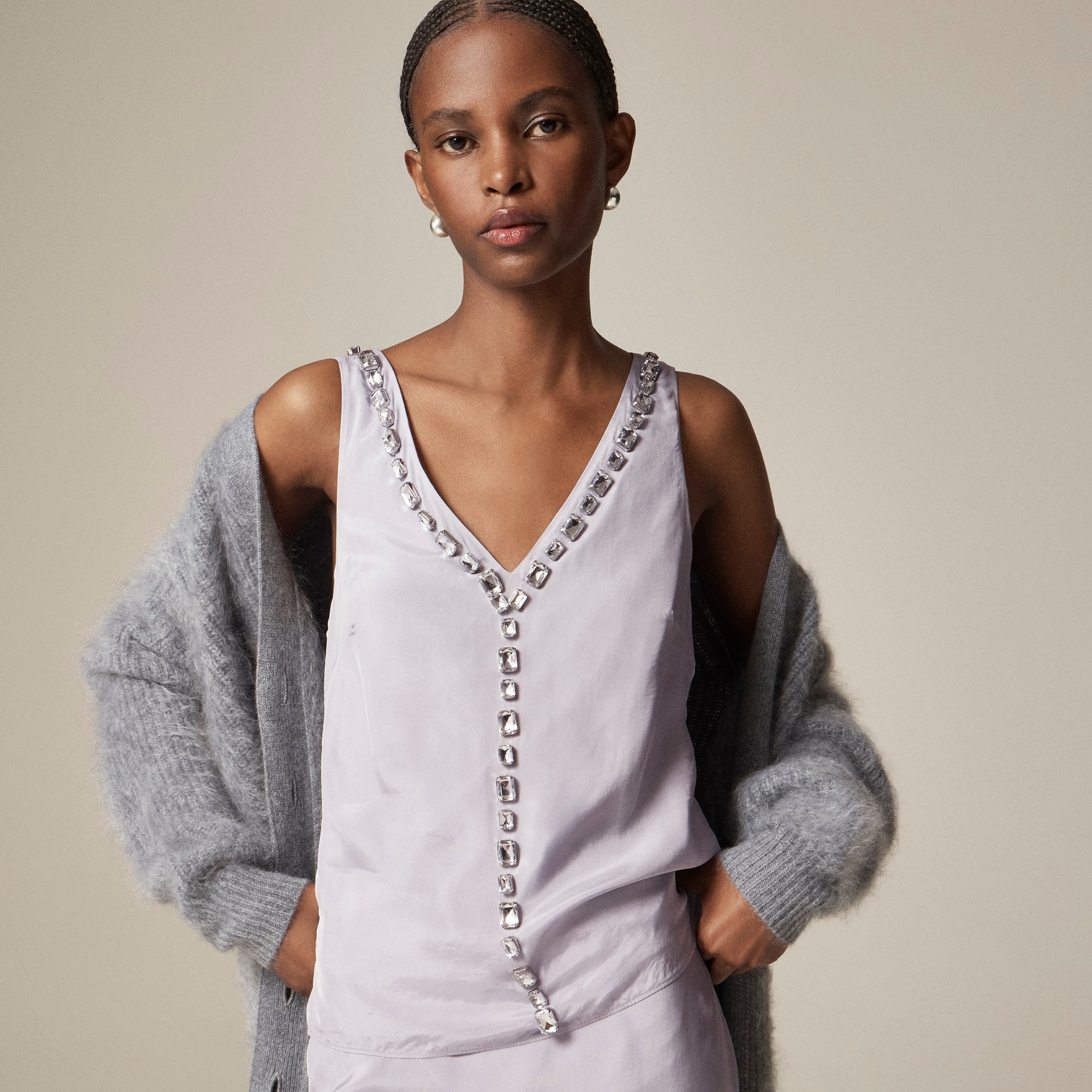 Collection crystal-embellished top