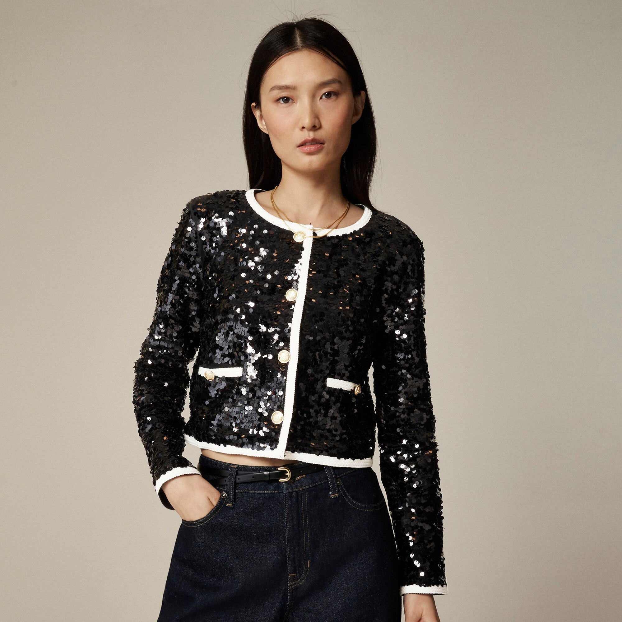 j.crew: mariner jersey lady jacket with sequins for women