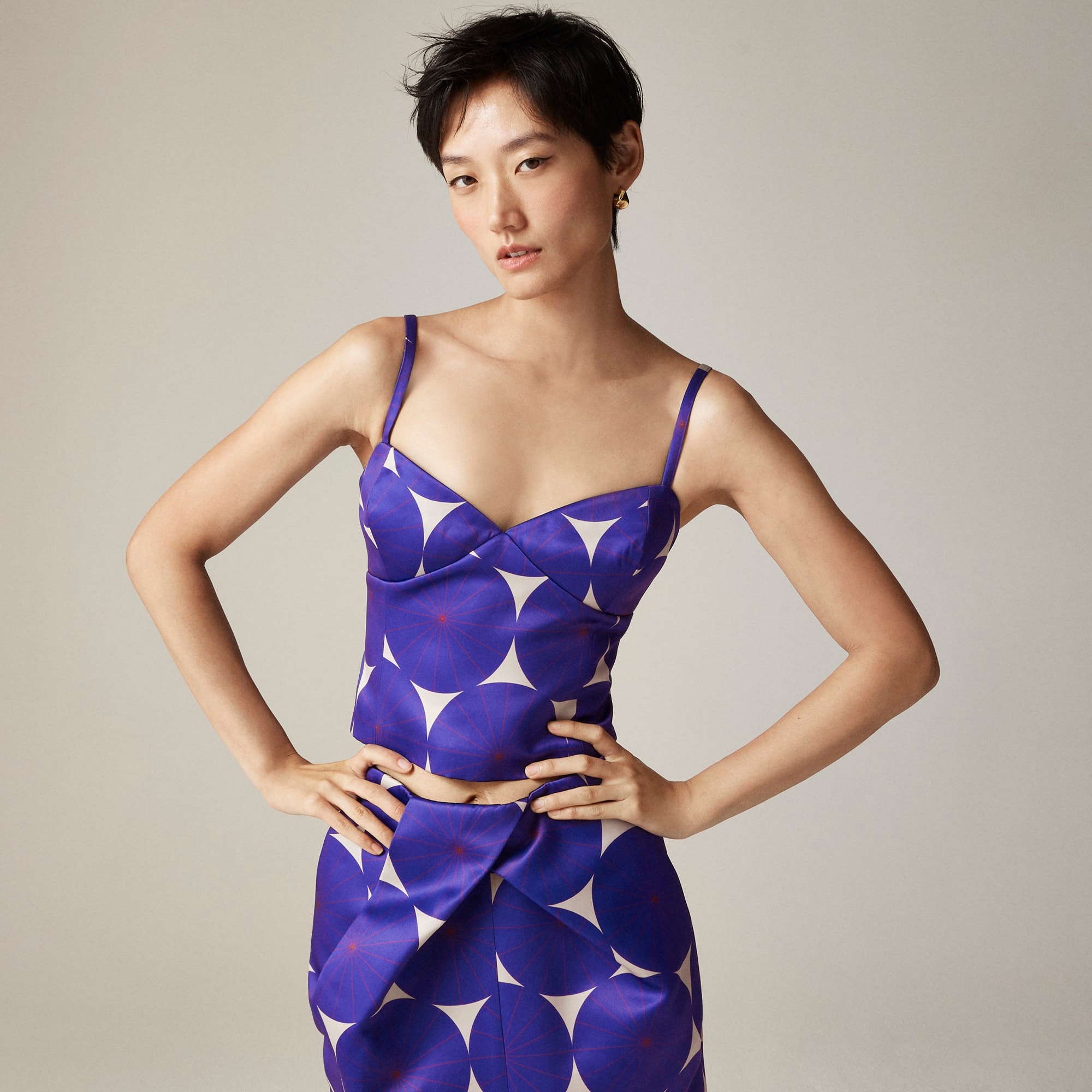 Christopher John Rogers X J.Crew bustier top in dot duchesse satin