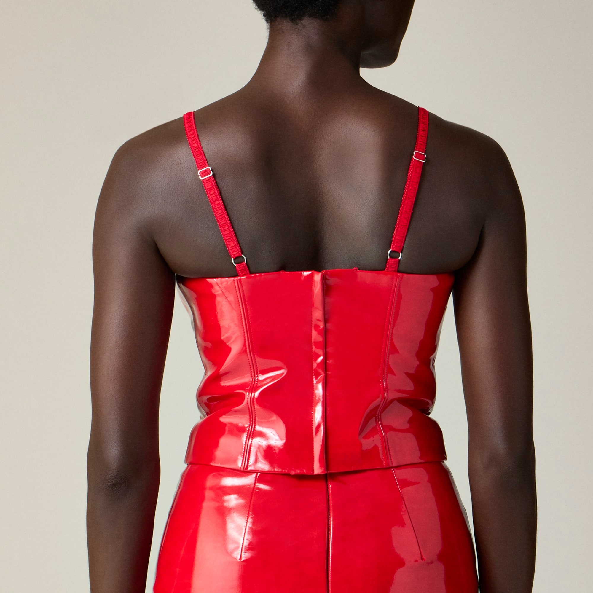 Christopher John Rogers X  J.Crew bustier top in red vinyl