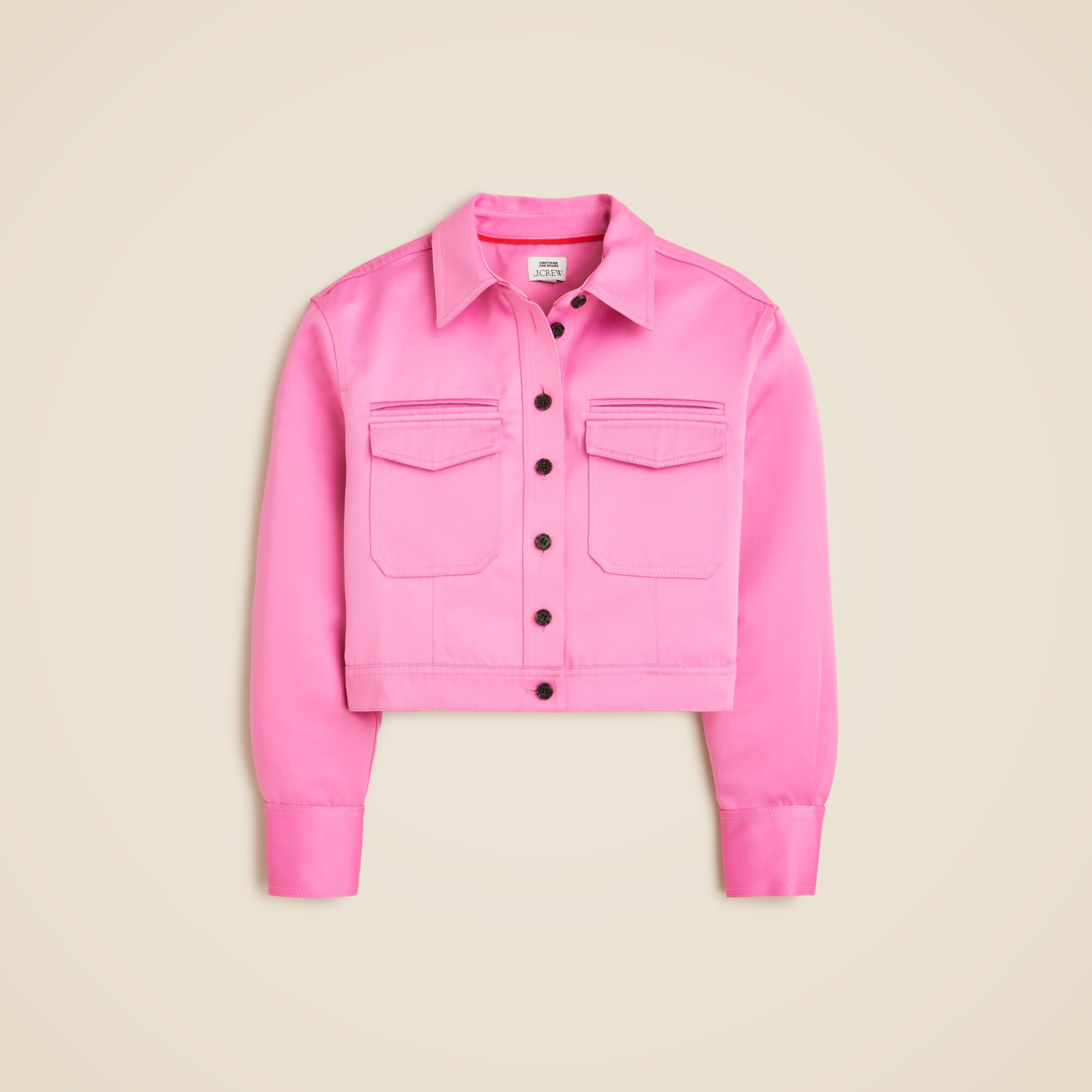 Christopher John Rogers X  J.Crew structured button-up shirt in duchesse satin