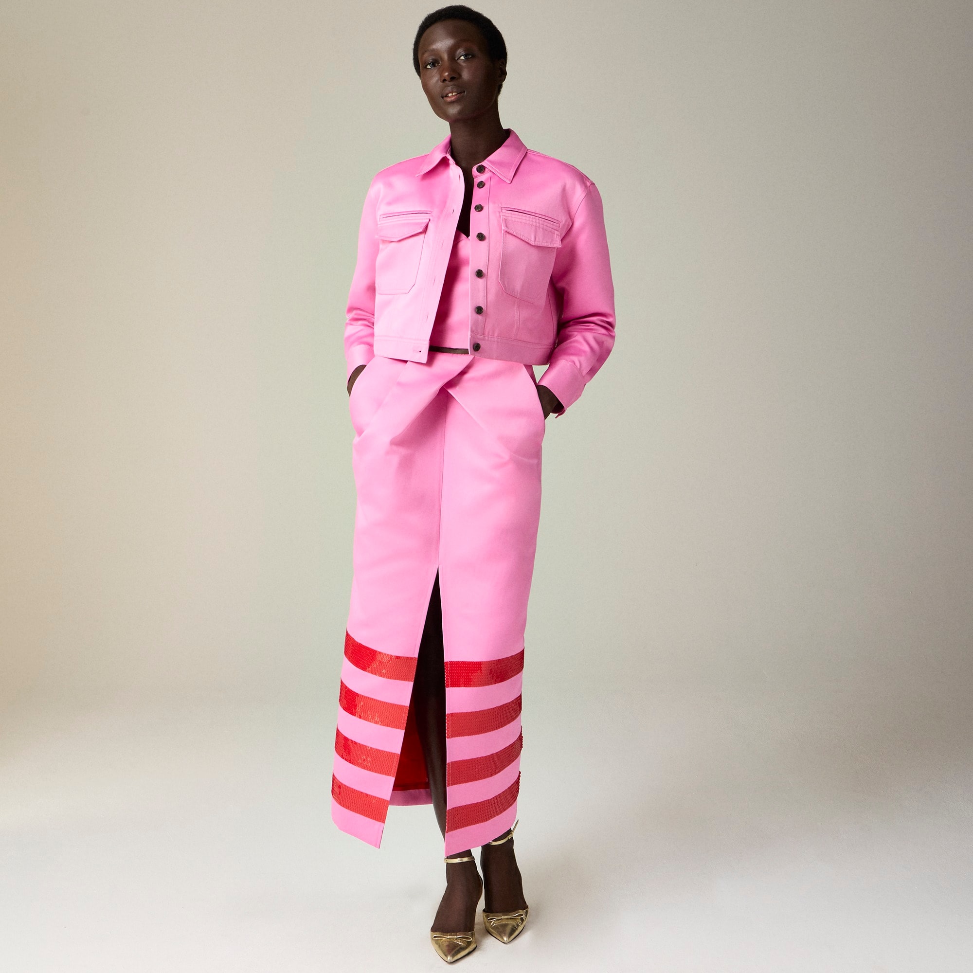 Christopher John Rogers X  J.Crew structured button-up shirt in duchesse satin