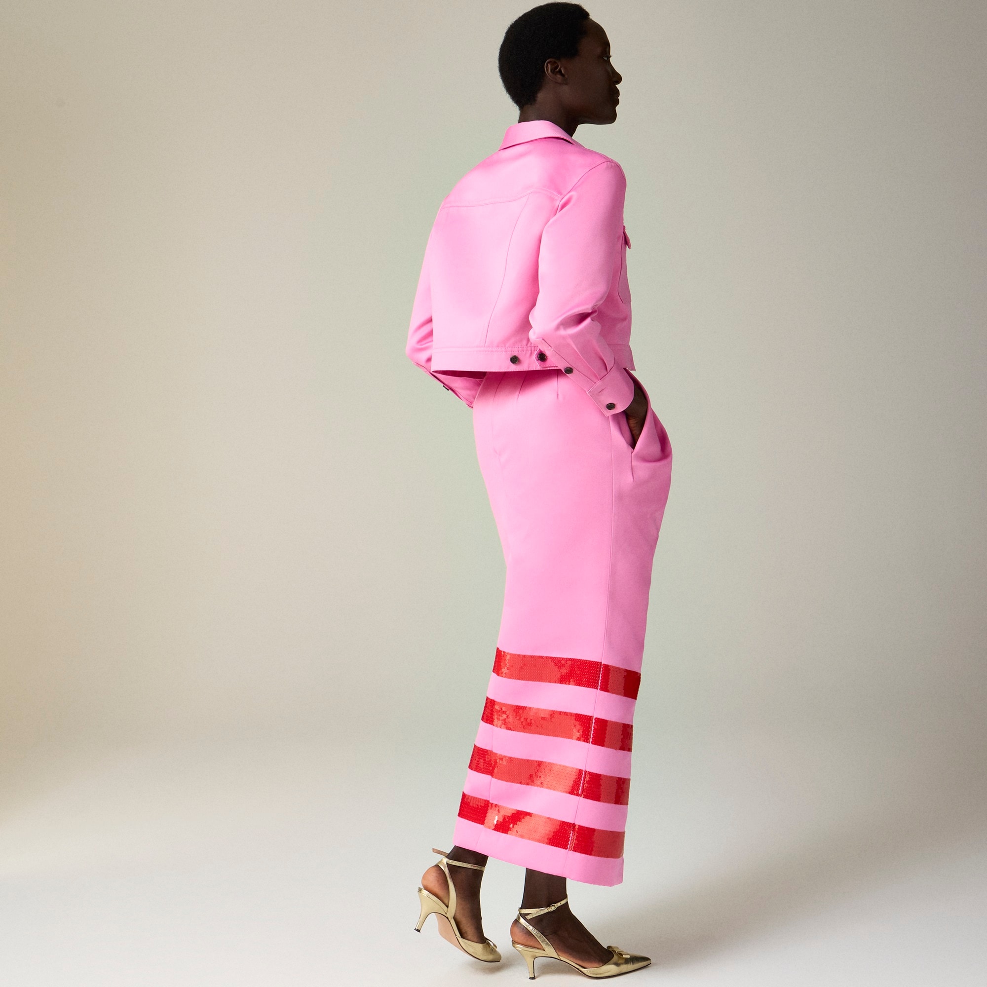 Christopher John Rogers X  J.Crew structured button-up shirt in duchesse satin