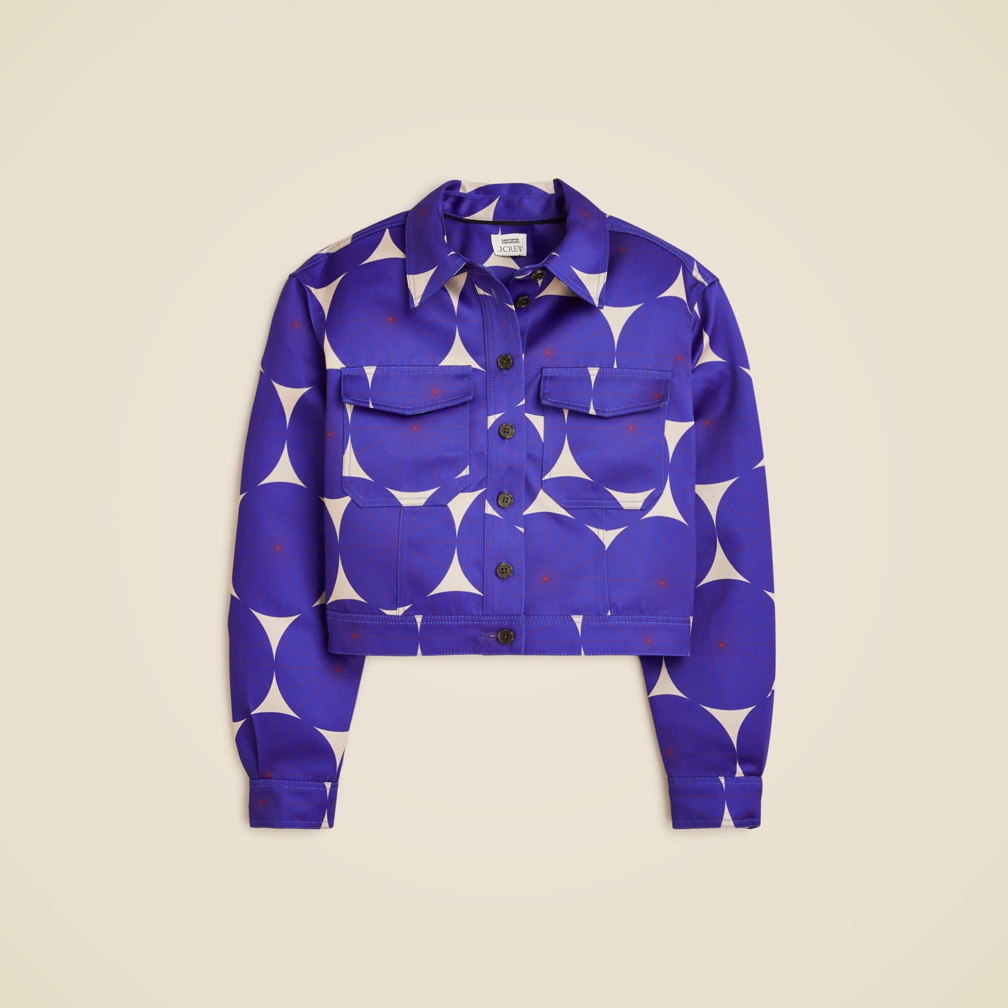 Christopher John Rogers X  J.Crew structured button-up shirt in dot duchesse satin