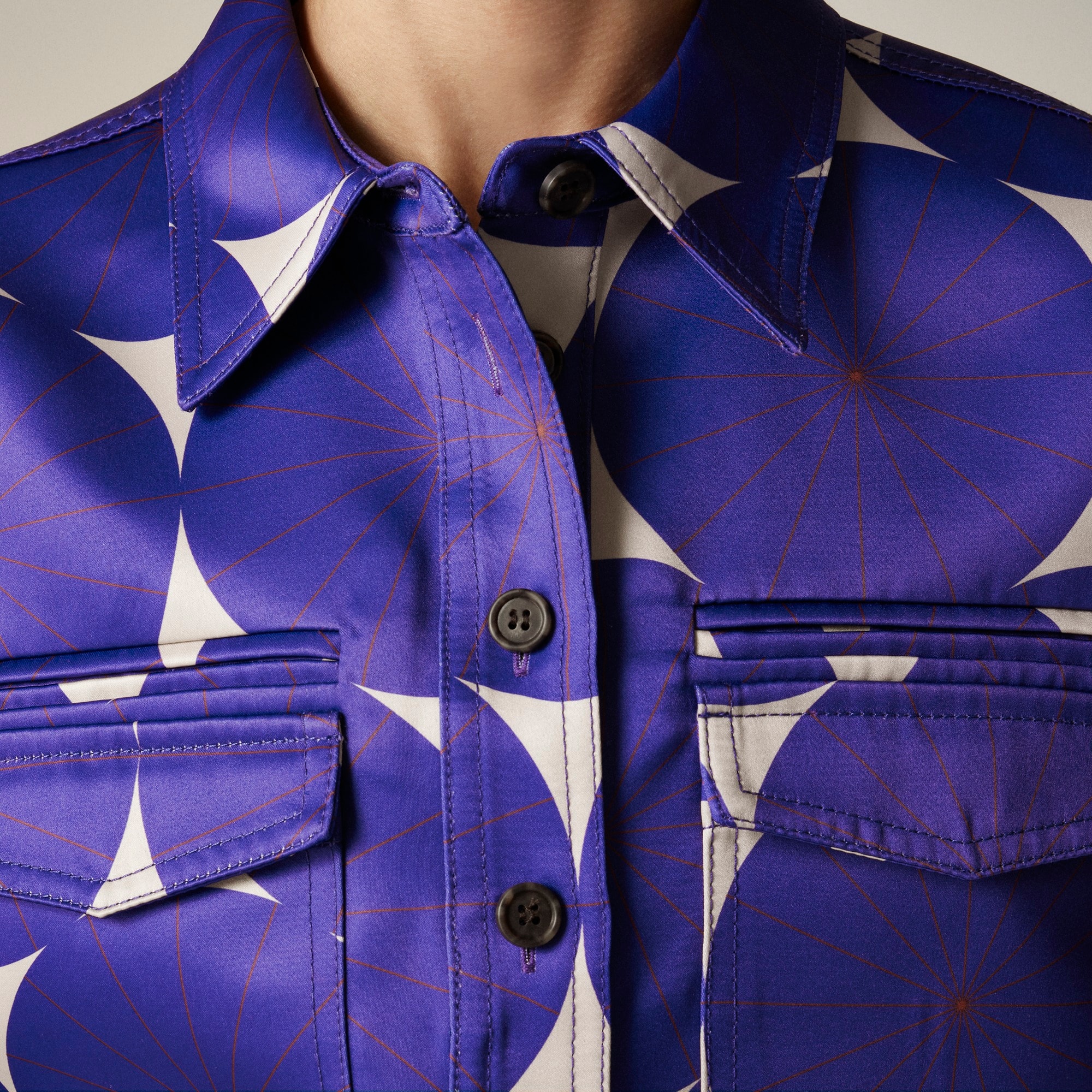 Christopher John Rogers X  J.Crew structured button-up shirt in dot duchesse satin