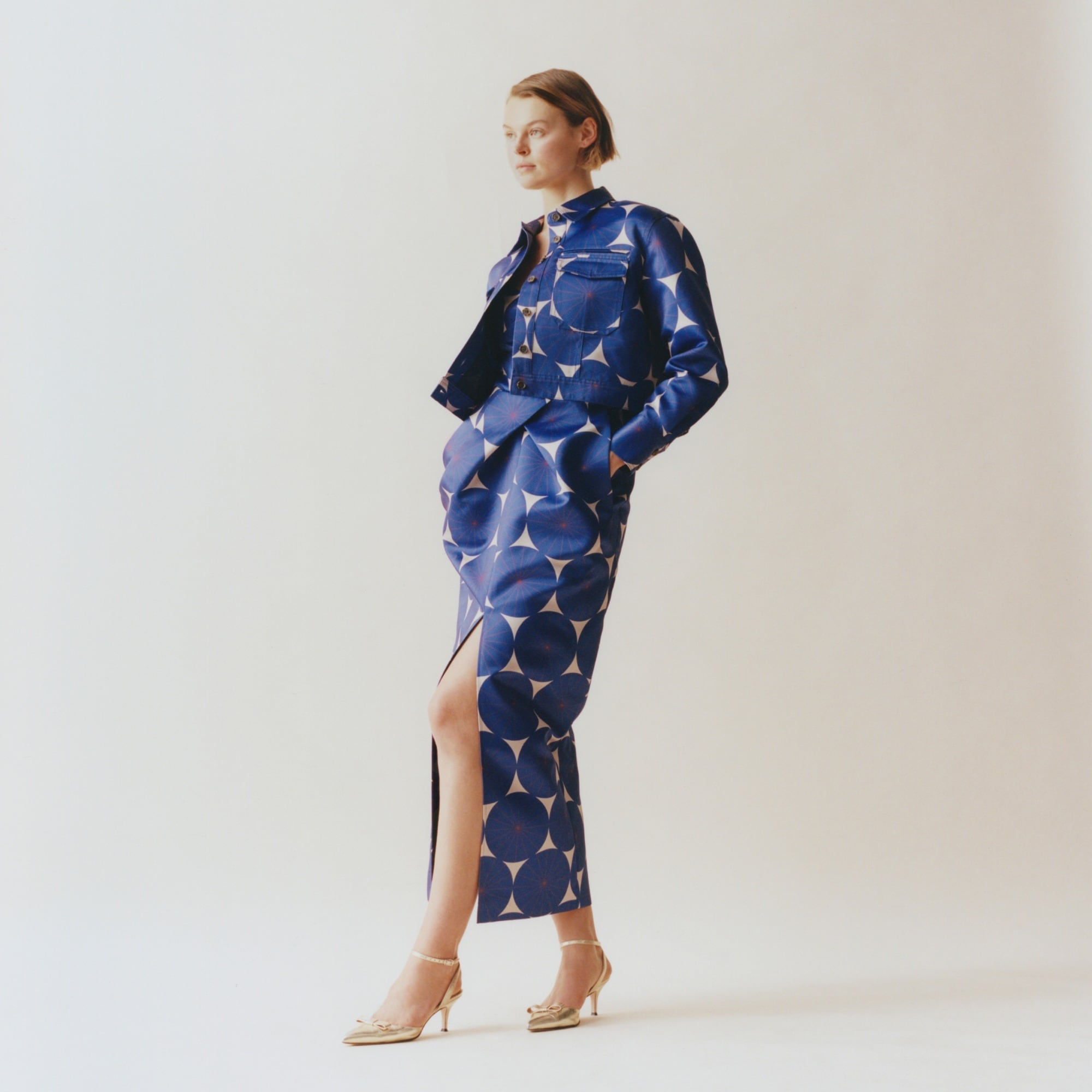 Christopher John Rogers X  J.Crew structured button-up shirt in dot duchesse satin