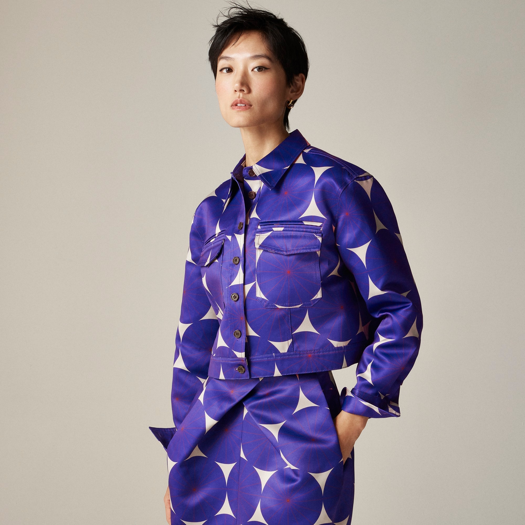 Christopher John Rogers X  J.Crew structured button-up shirt in dot duchesse satin
