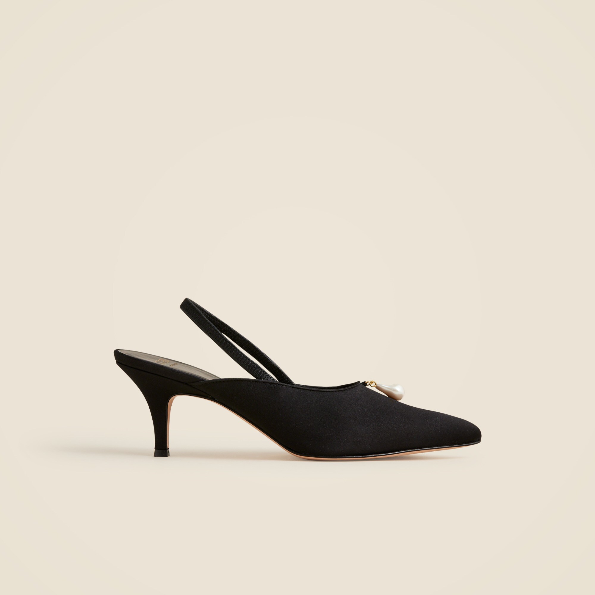 Made-in-Italy Colette satin slingback heels with pearls