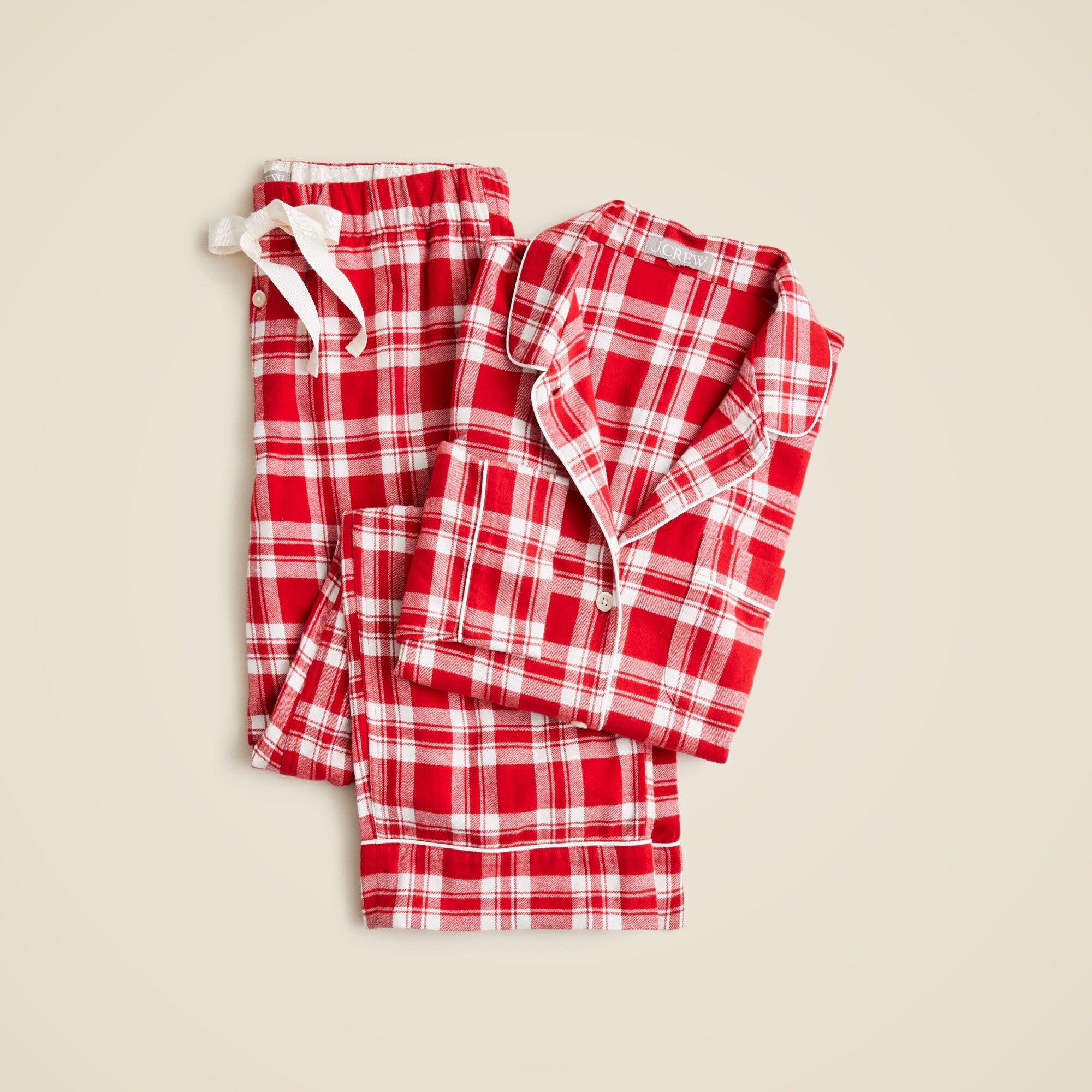 Cotton flannel pajama pant set in plaid