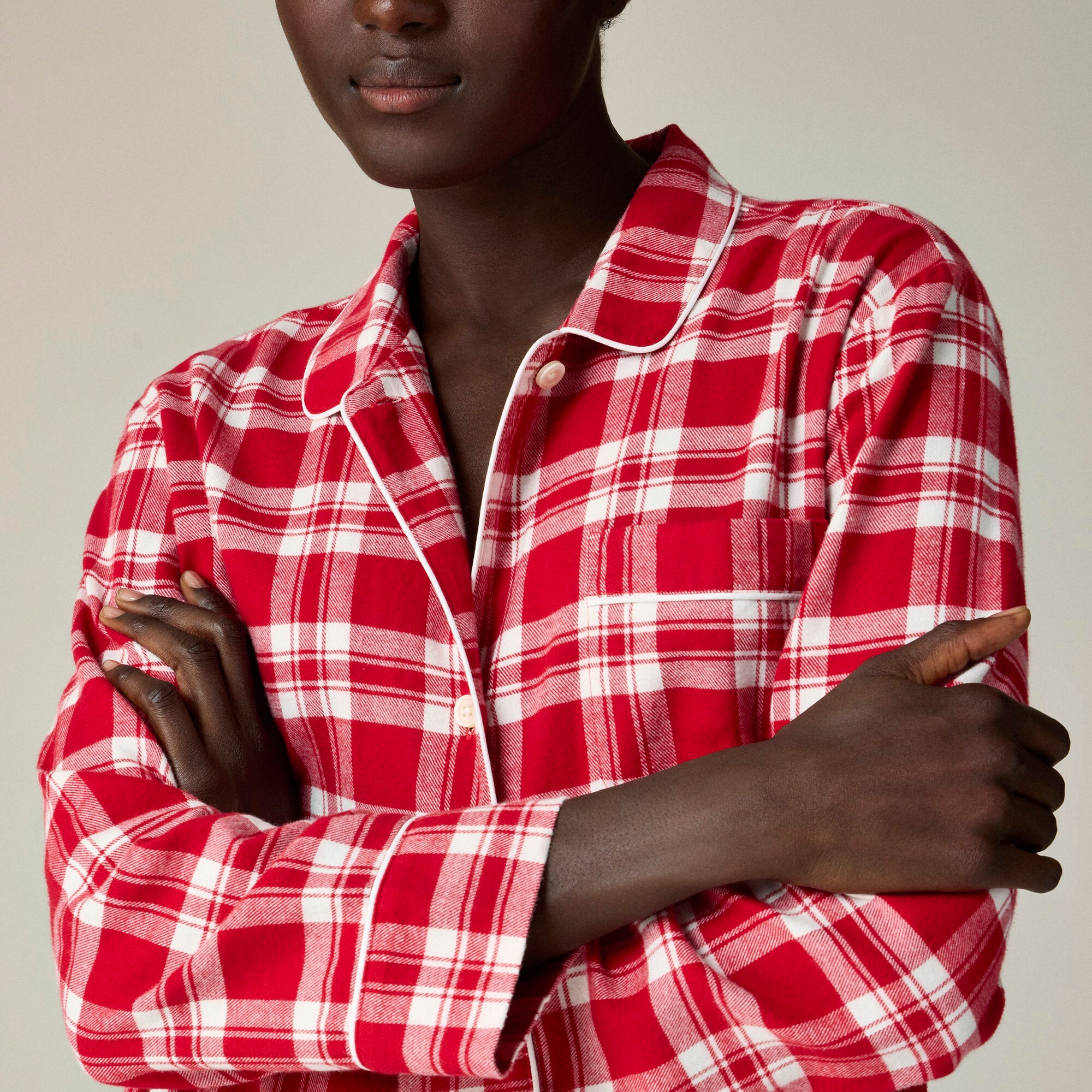 Cotton flannel pajama pant set in plaid