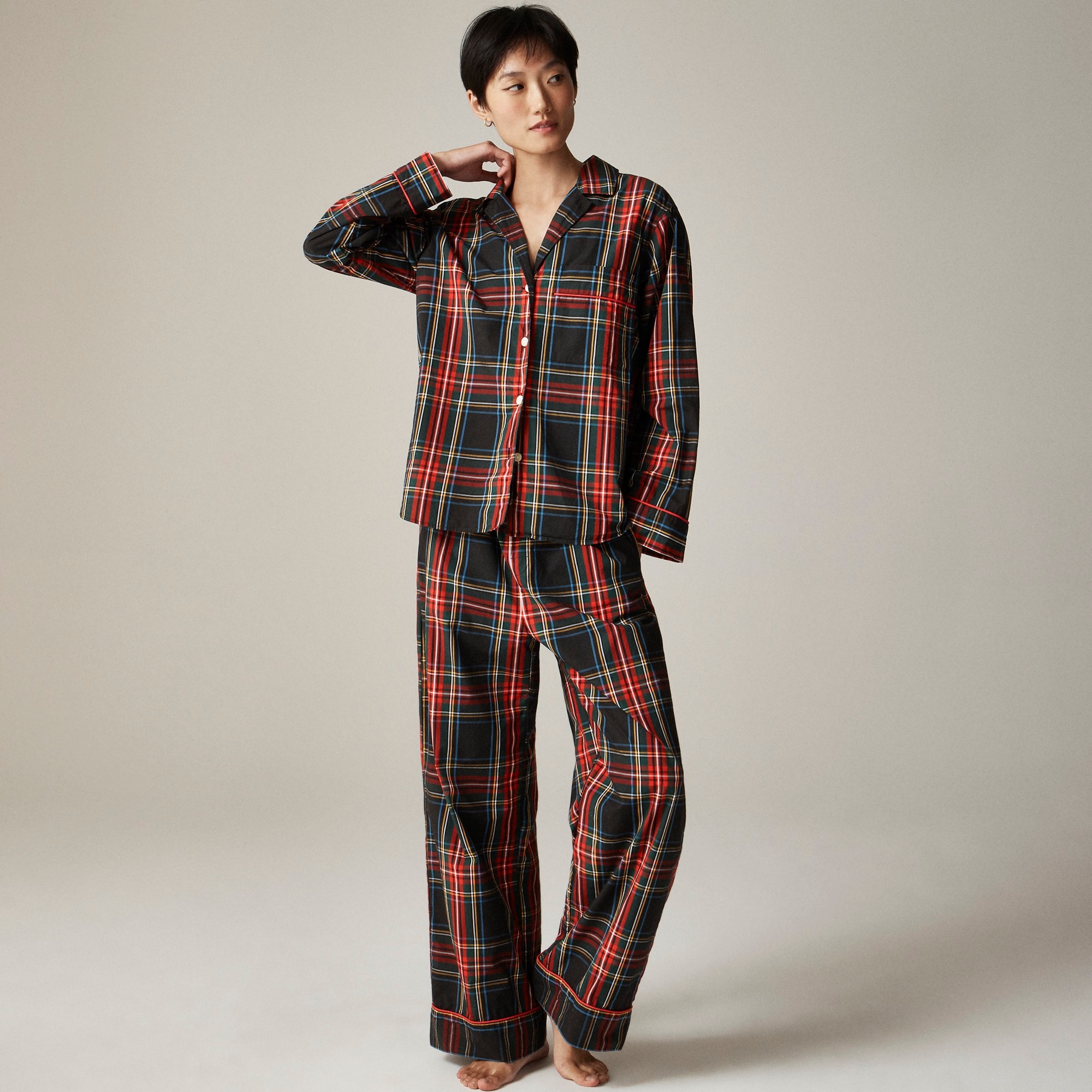 Pajama Pant Set In Stewart Tartan Cotton Poplin For Women - J.Crew Pajama Pant Set In Stewart Tartan Cotton Poplin For Women - J.Crew