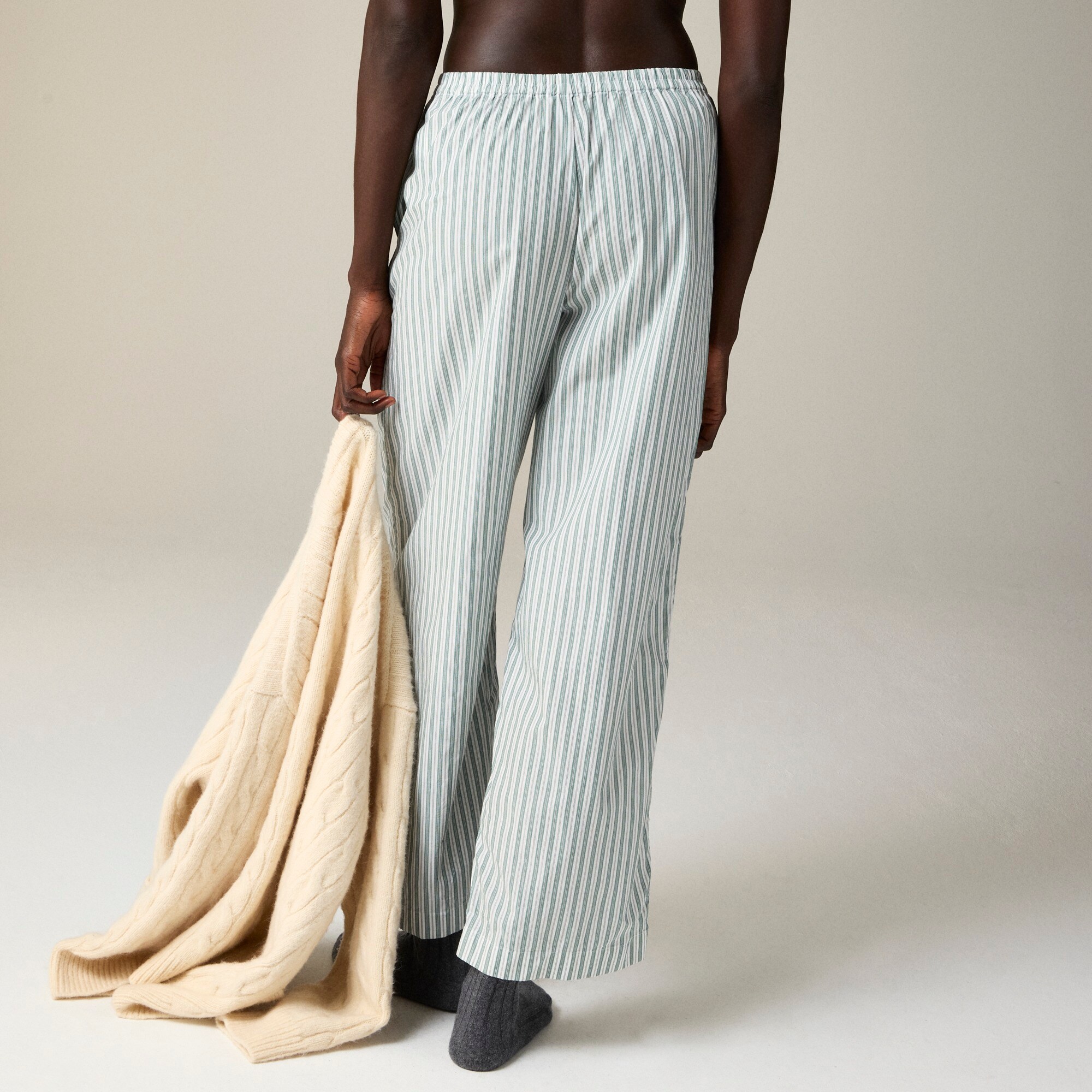 Cotton poplin pajama pant in stripe