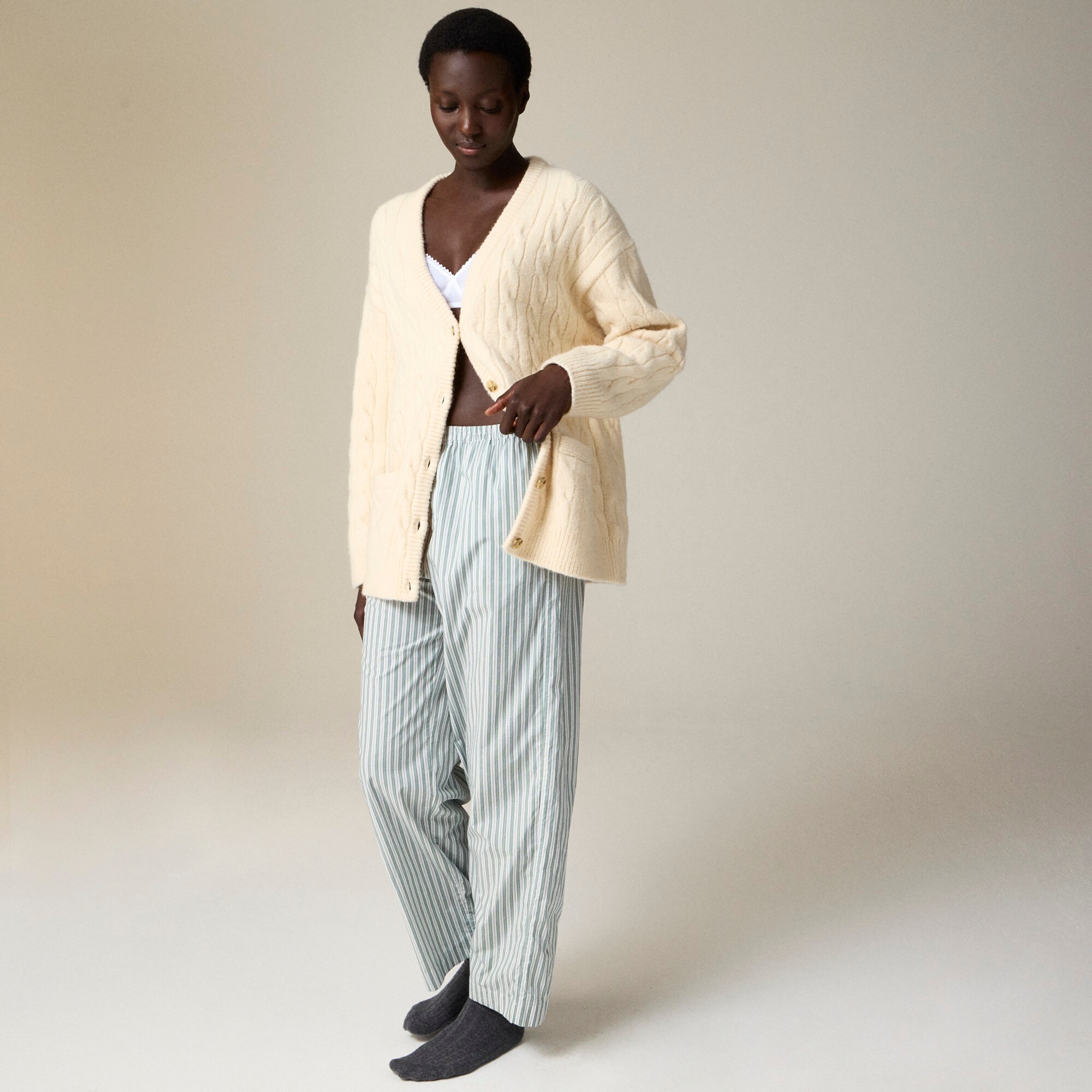  Cotton poplin pajama pant in stripe