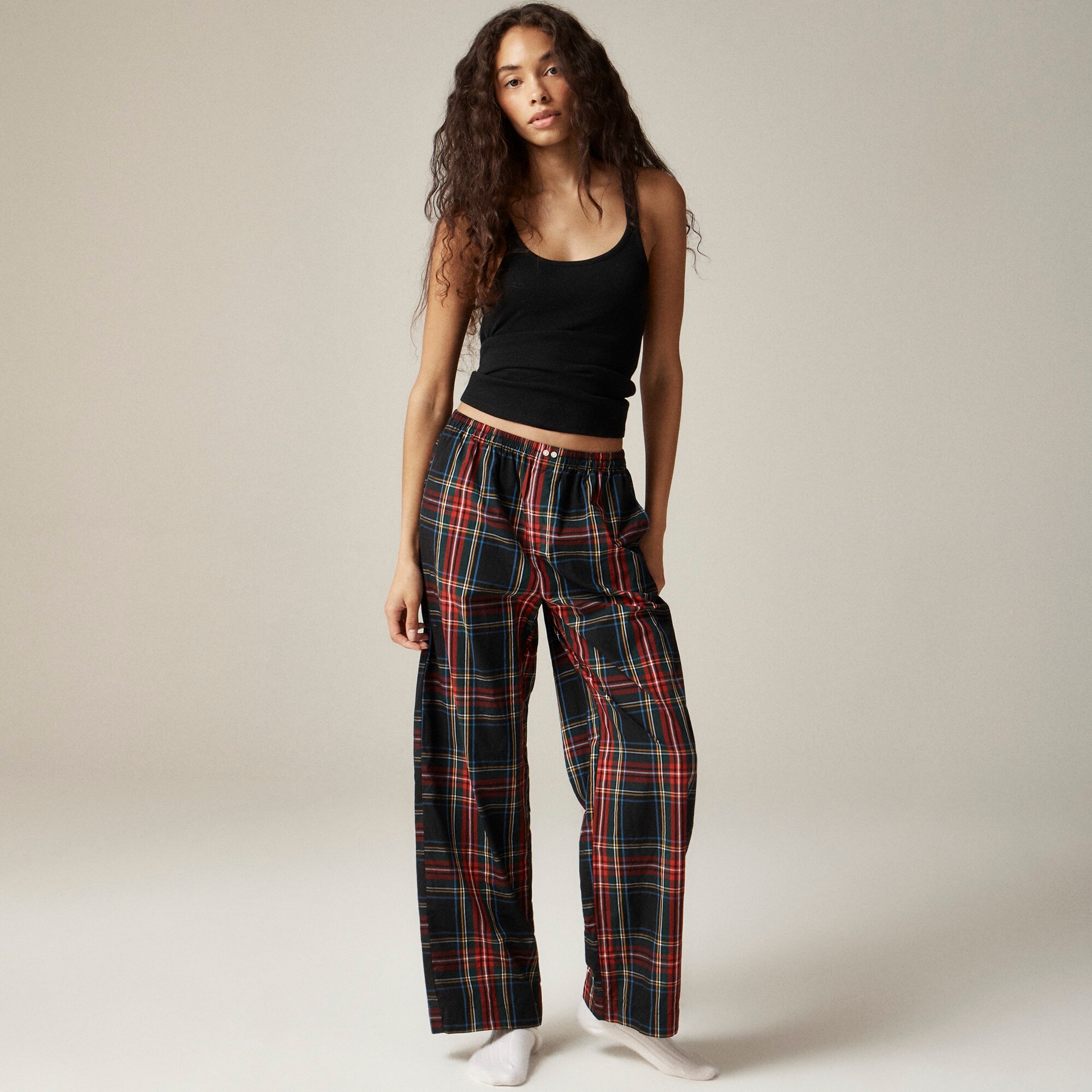 Pajama pant in Stewart tartan cotton poplin