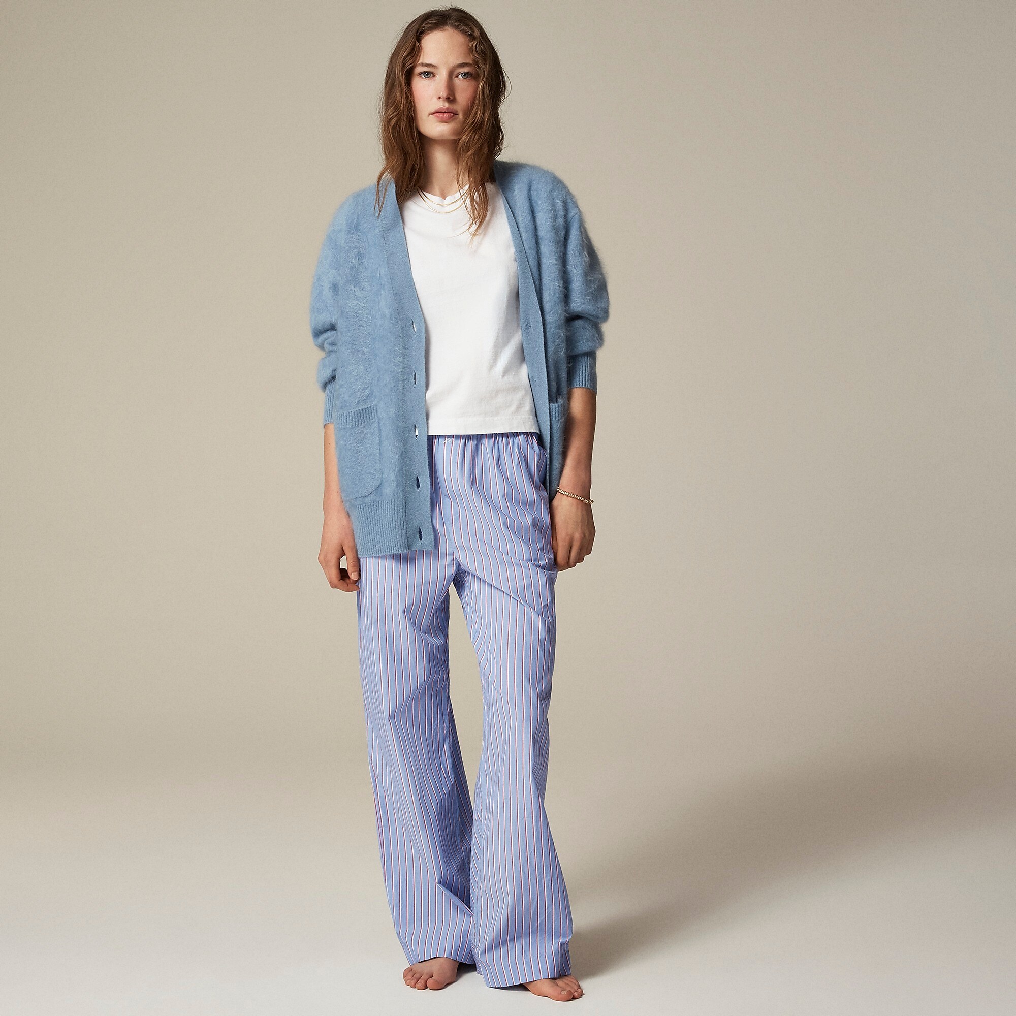 Cotton poplin pajama pant in stripe