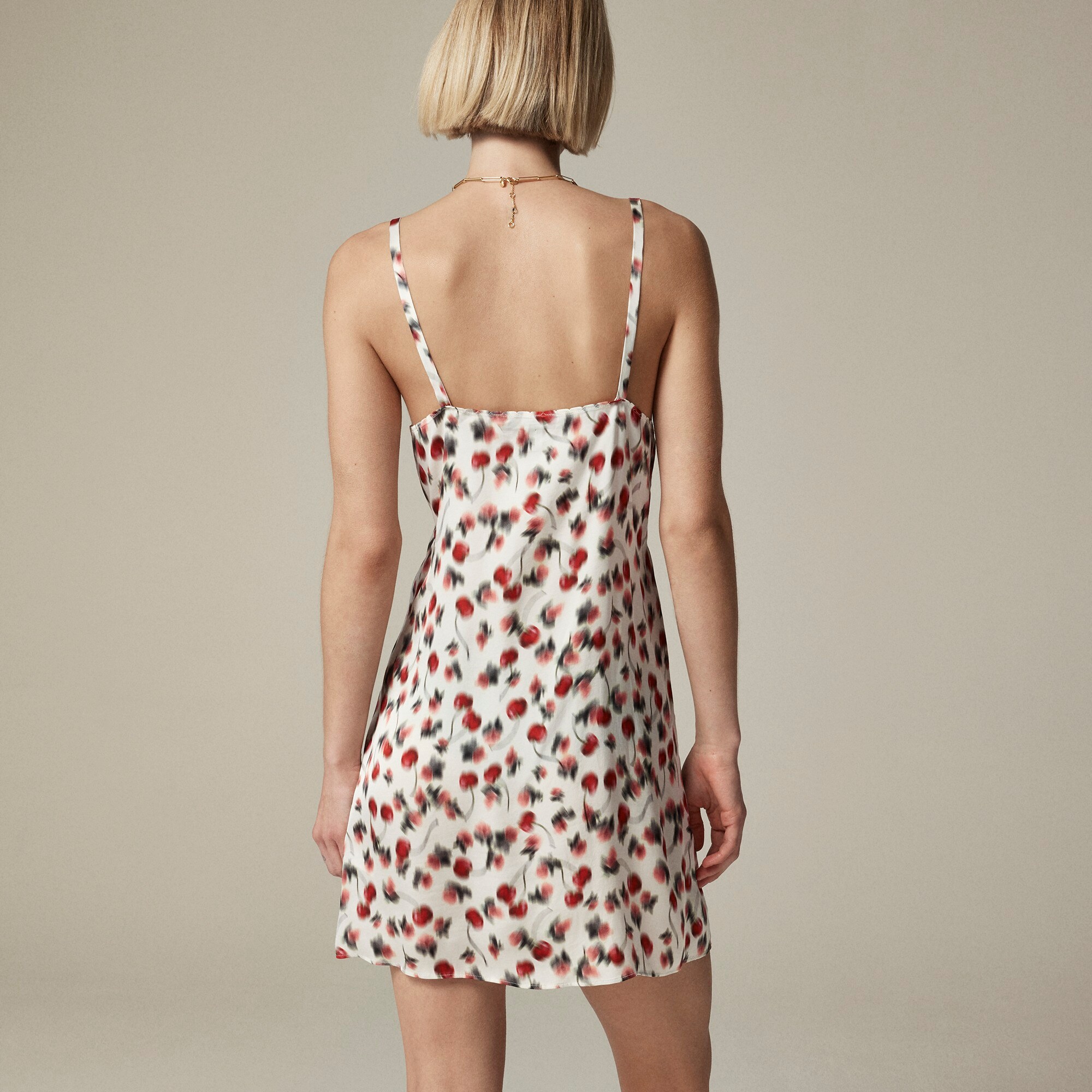 Soft shine slip dress in blurry cherry print