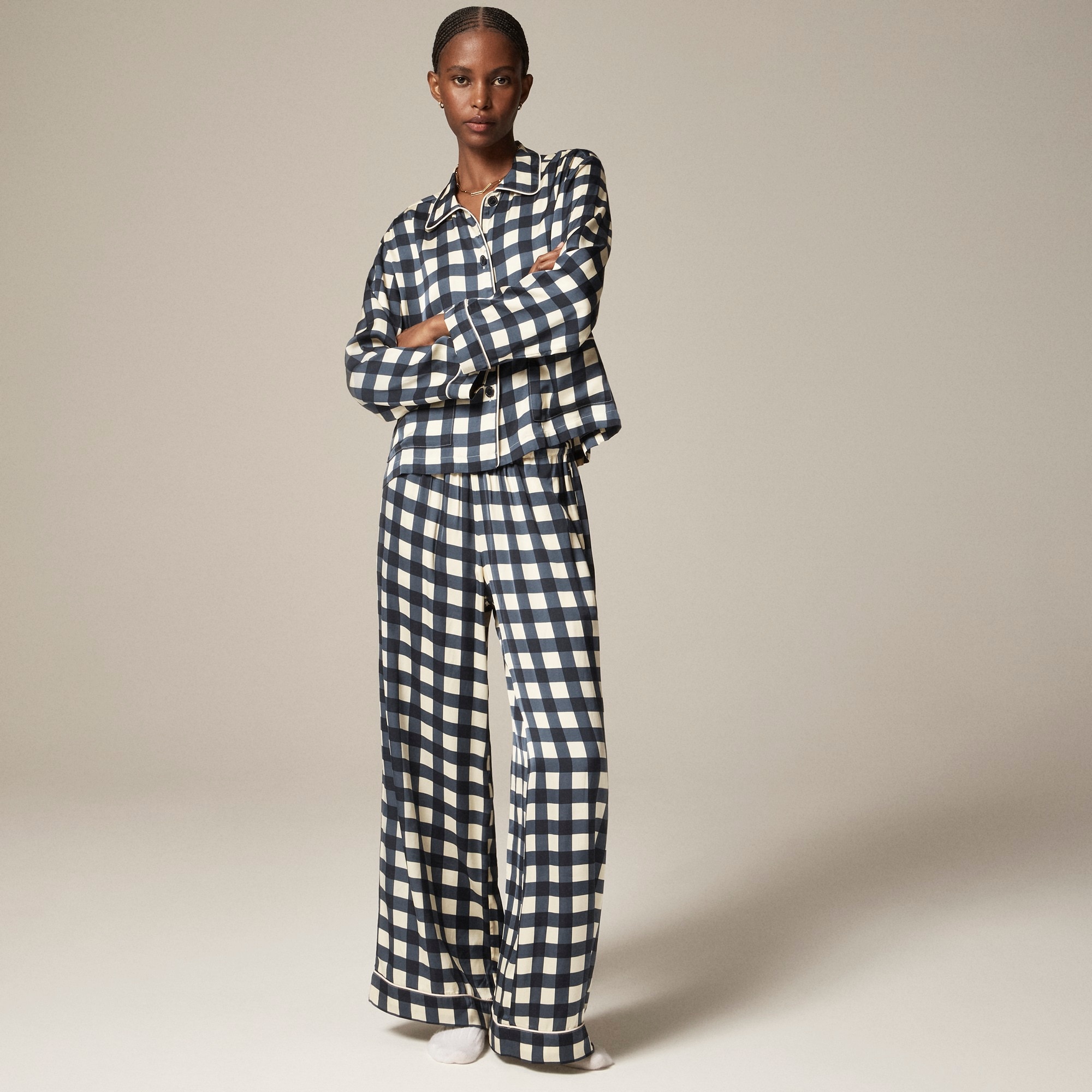  Soft shine pajama pant set in gingham