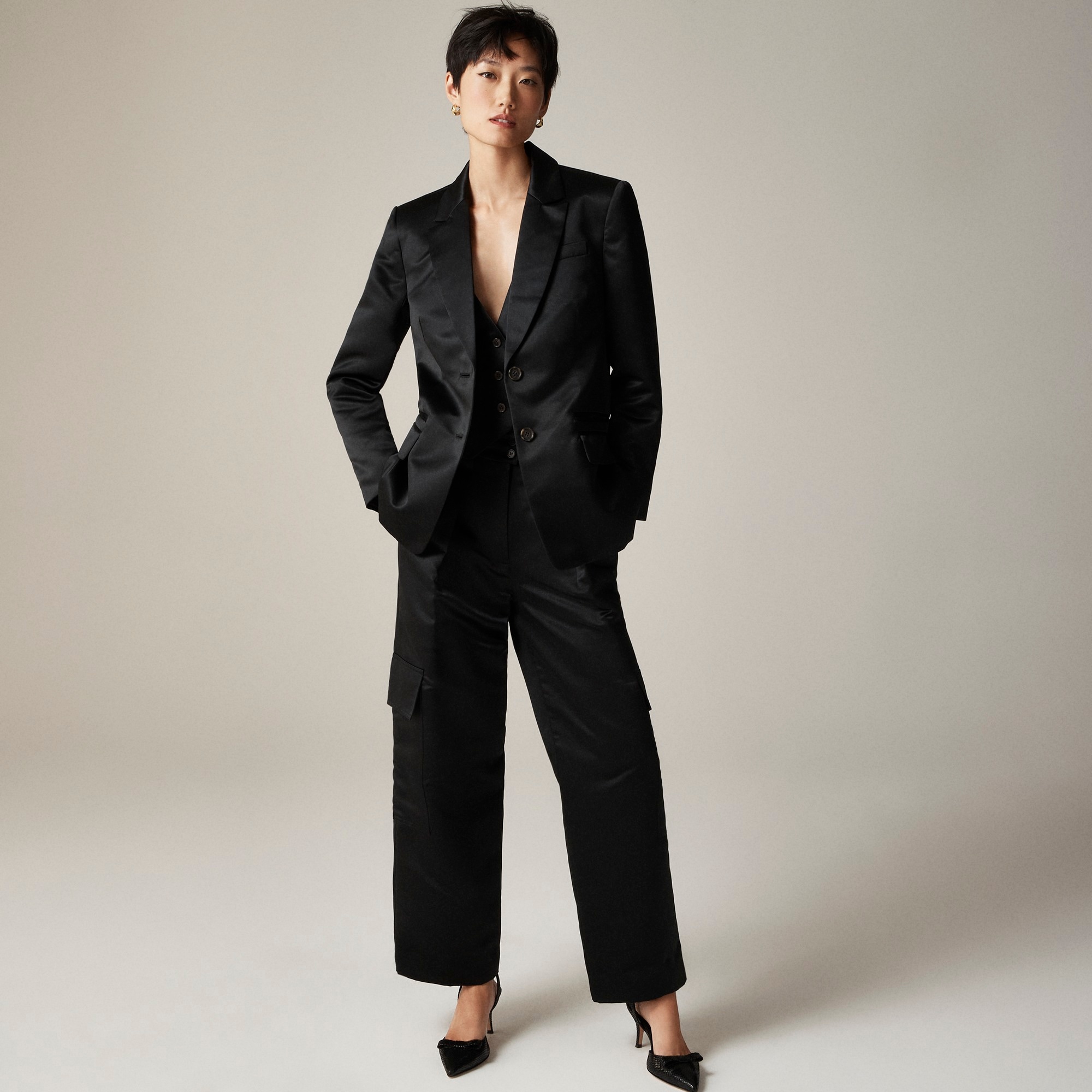 Christopher John Rogers X J.Crew relaxed blazer in duchesse satin