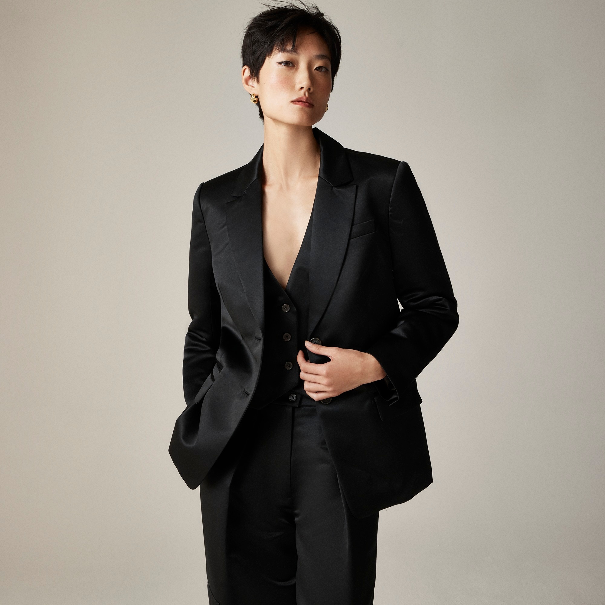 Christopher John Rogers X J.Crew relaxed blazer in duchesse satin