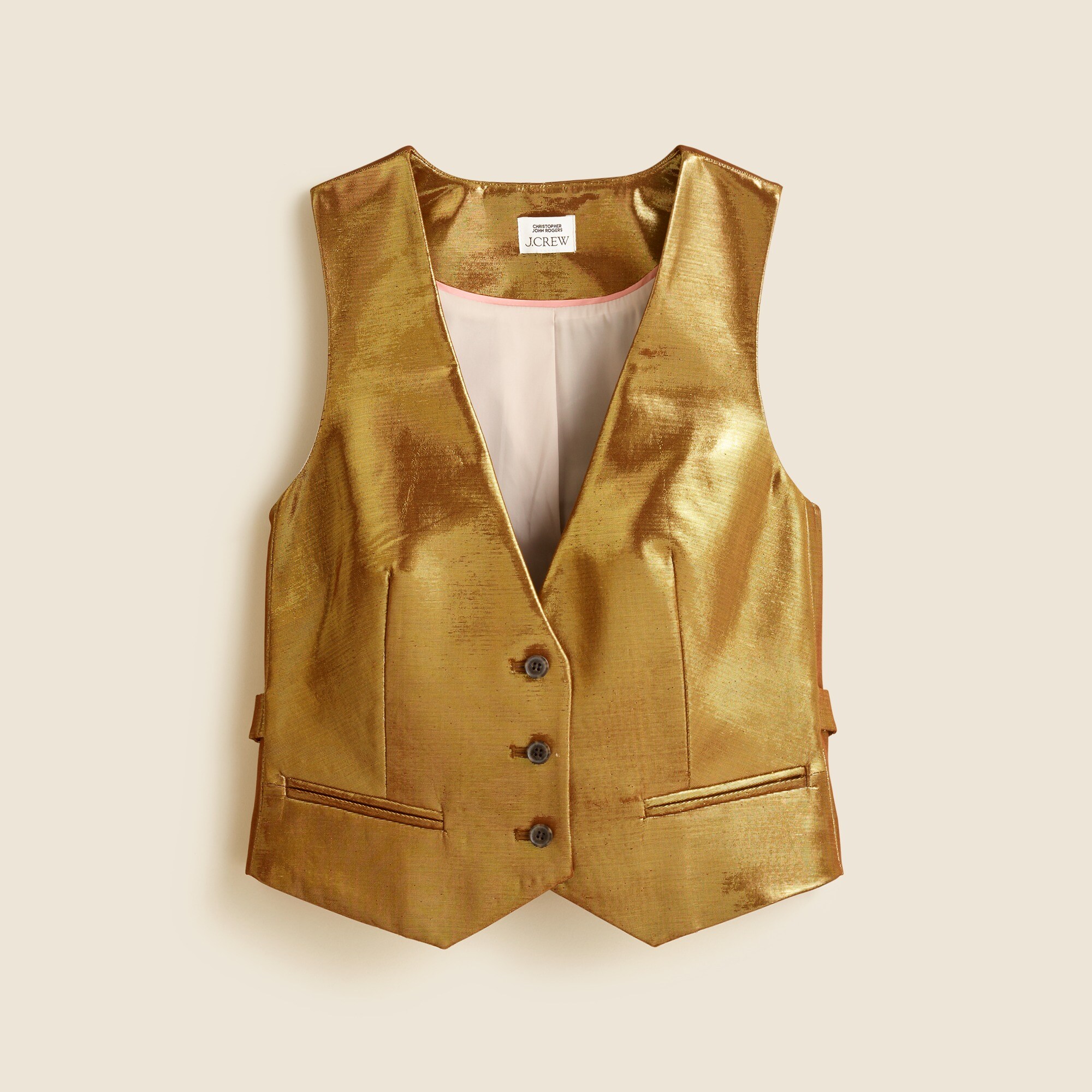 Christopher John Rogers X J.Crew classic-fit vest in gold lamé